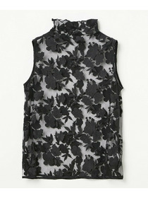 【COUTURIER】フラワーエンブロイダリーチュールノースリーブブラウス 詳細画像 ブラック 12