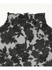 【COUTURIER】フラワーエンブロイダリーチュールノースリーブブラウス 詳細画像 ブラック 14
