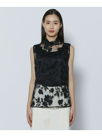 【COUTURIER】フラワーエンブロイダリーチュールノースリーブブラウス 詳細画像 ブラック 9