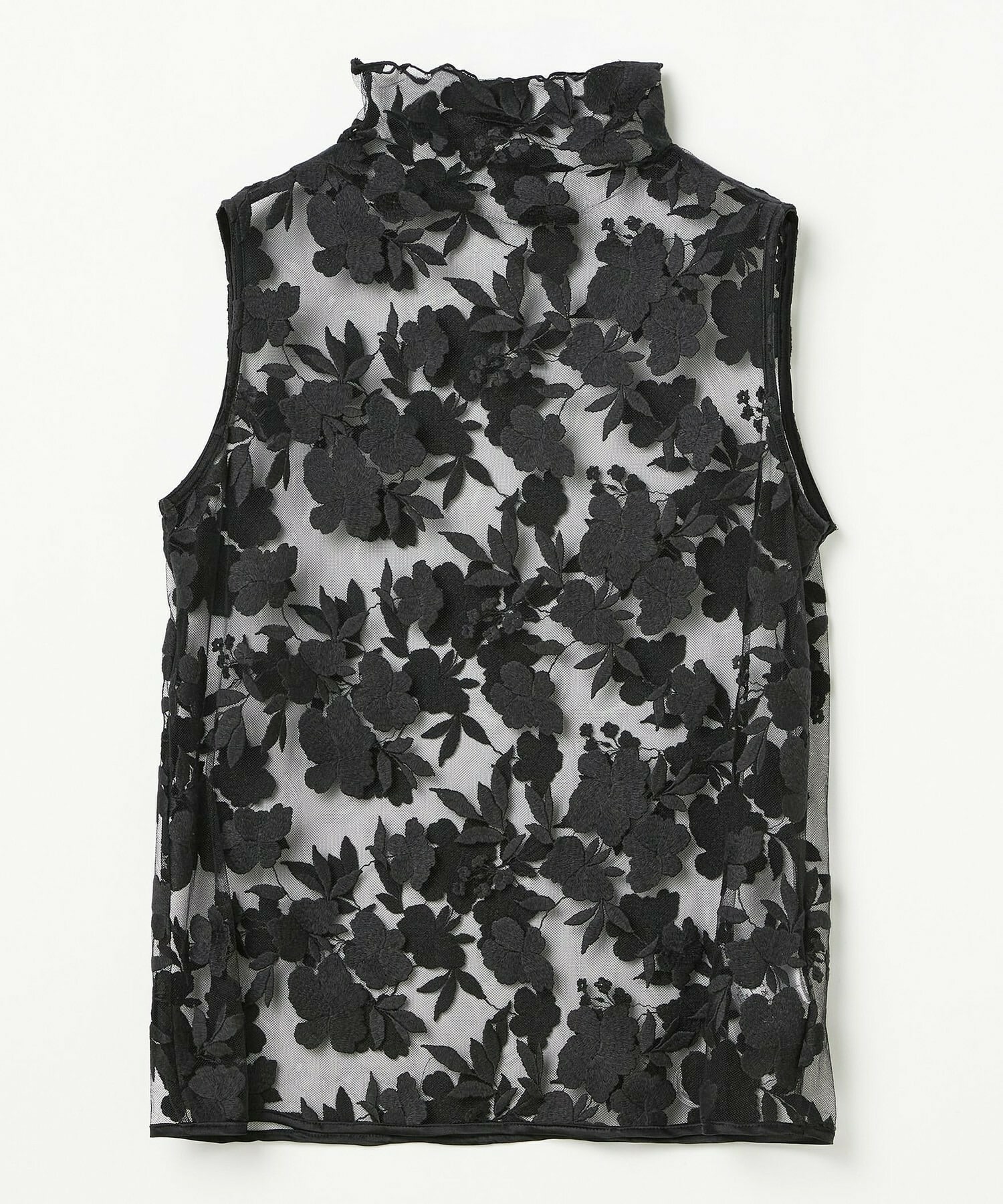 【COUTURIER】フラワーエンブロイダリーチュールノースリーブブラウス 詳細画像 ブラック 12