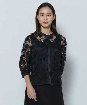 【COUTURIER】フラワーエンブロイダリーチュールブブラウス 詳細画像 ブラック 1
