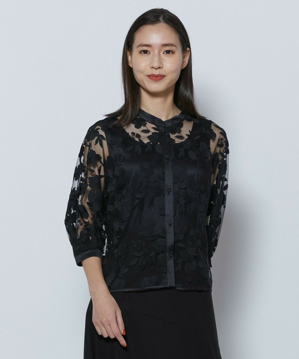 【COUTURIER】フラワーエンブロイダリーチュールブブラウス