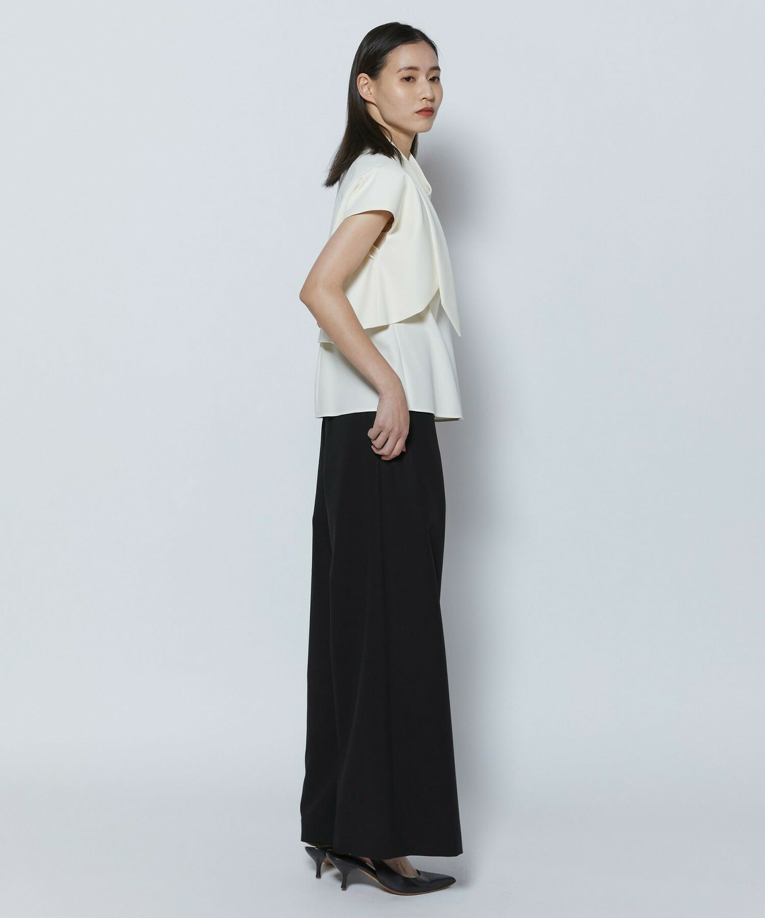 【COUTURIER】60/2Vダブルクロスブラウス 詳細画像 ブラック 10