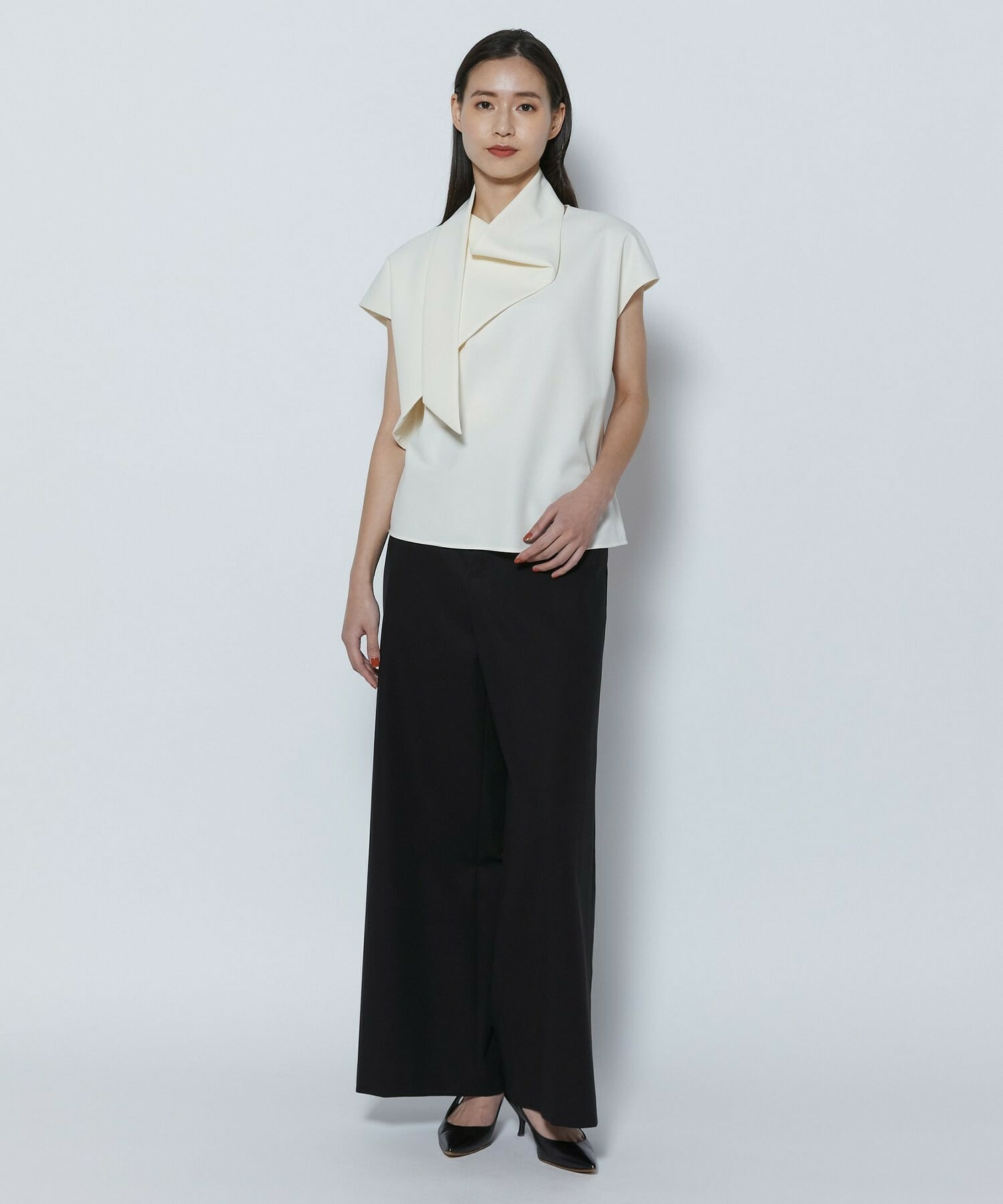 【COUTURIER】60/2Vダブルクロスブラウス 詳細画像 ブラック 12