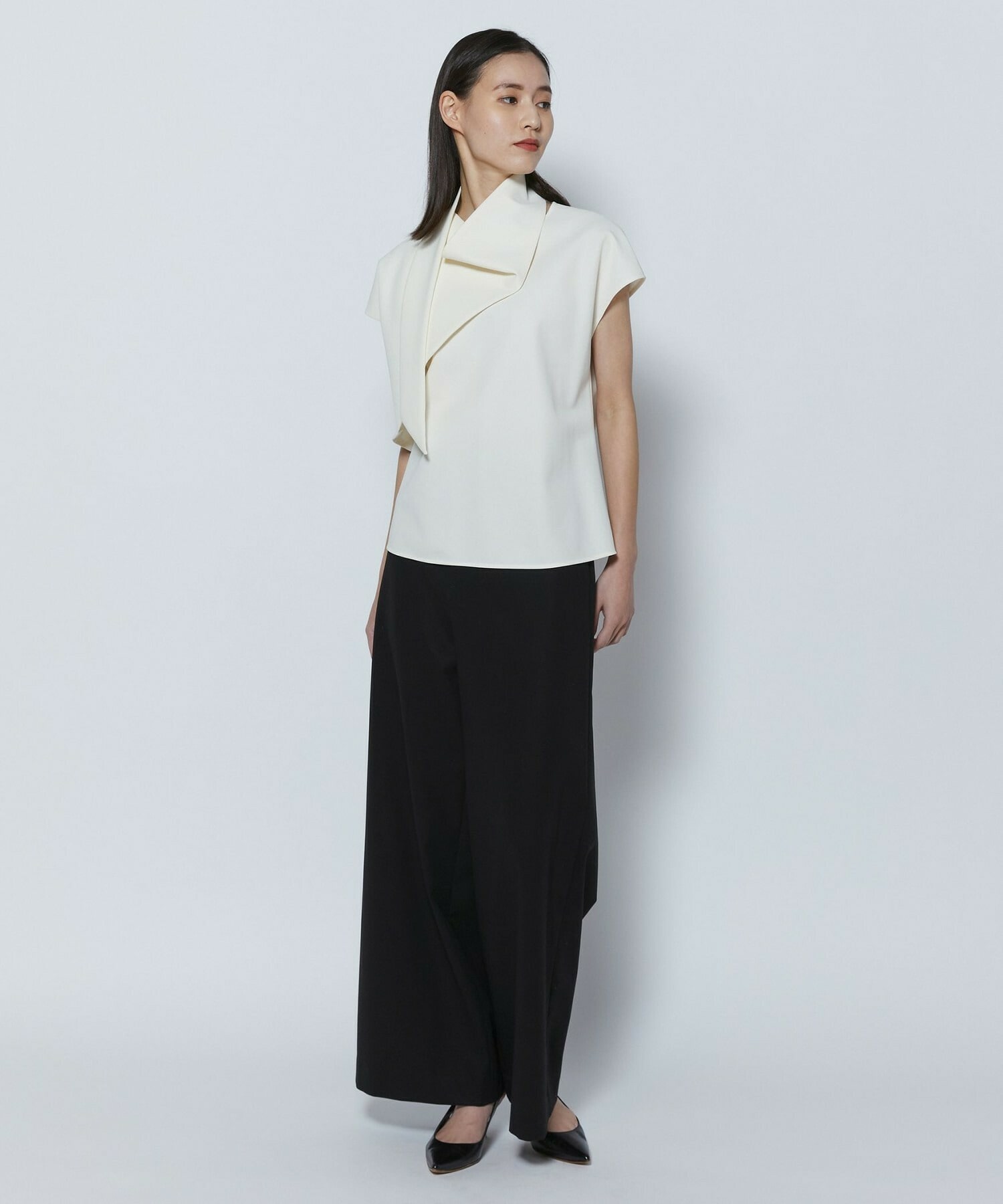 【COUTURIER】60/2Vダブルクロスブラウス 詳細画像 ブラック 8