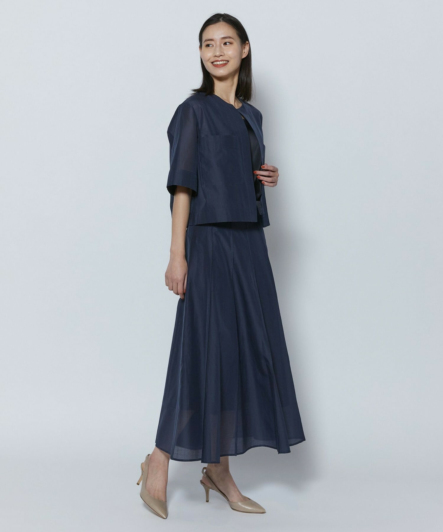 【COUTURIER】C/SEオーガンジーノーカラージャケット 詳細画像 ネイビー 8