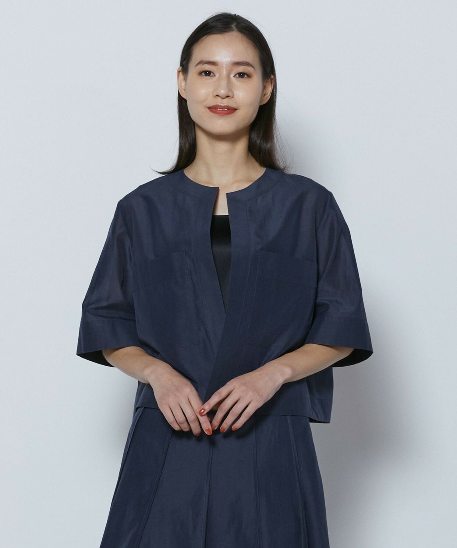 【COUTURIER】C/SEオーガンジーノーカラージャケット 詳細画像 ネイビー 1