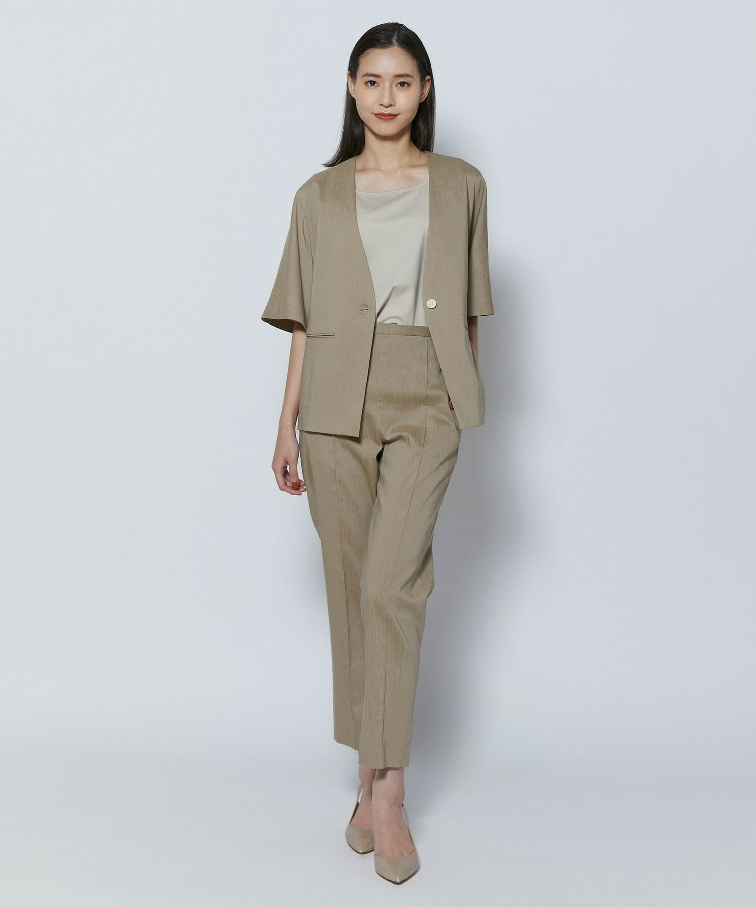 【COUTURIER】ファインリネンクロスパンツ 詳細画像 モカ 1