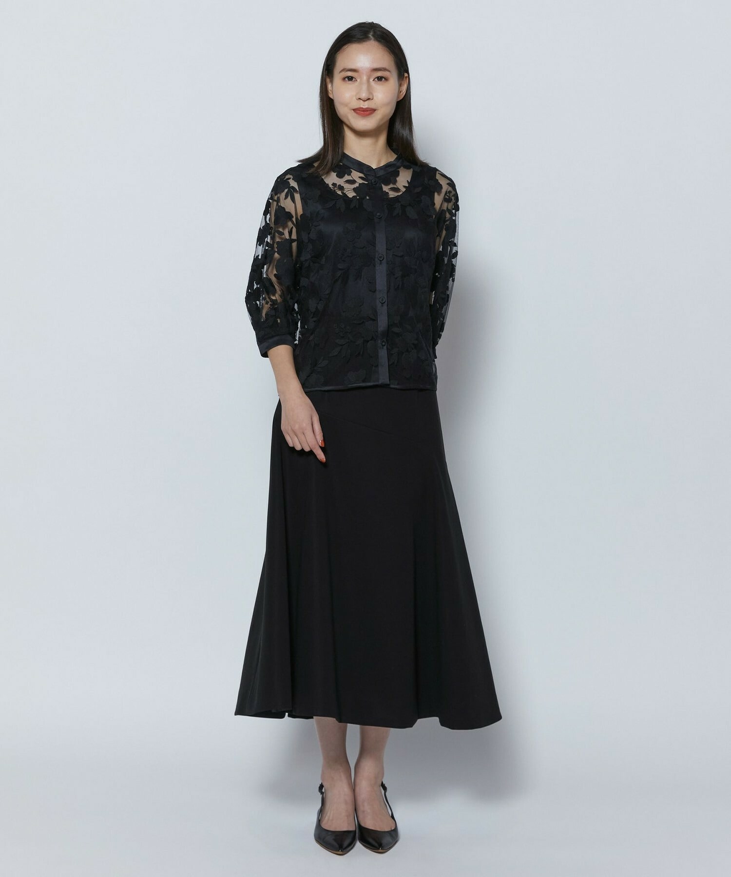 【COUTURIER】60/2Vダブルクロススカート 詳細画像 ブラック 4