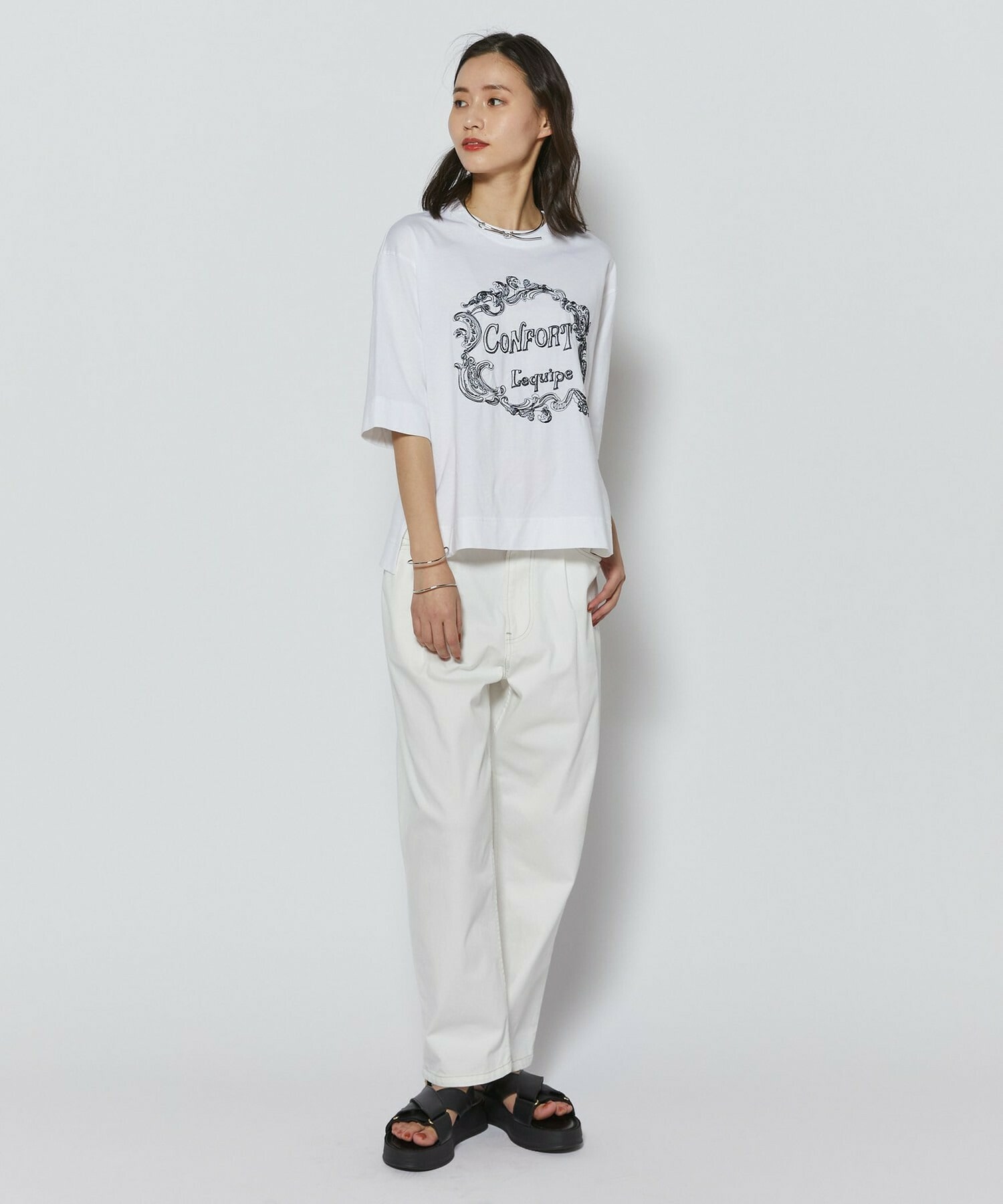 【L'EQUIPE】7ozストレッチデニムテーパードシルエットパンツ 詳細画像 ホワイト 12