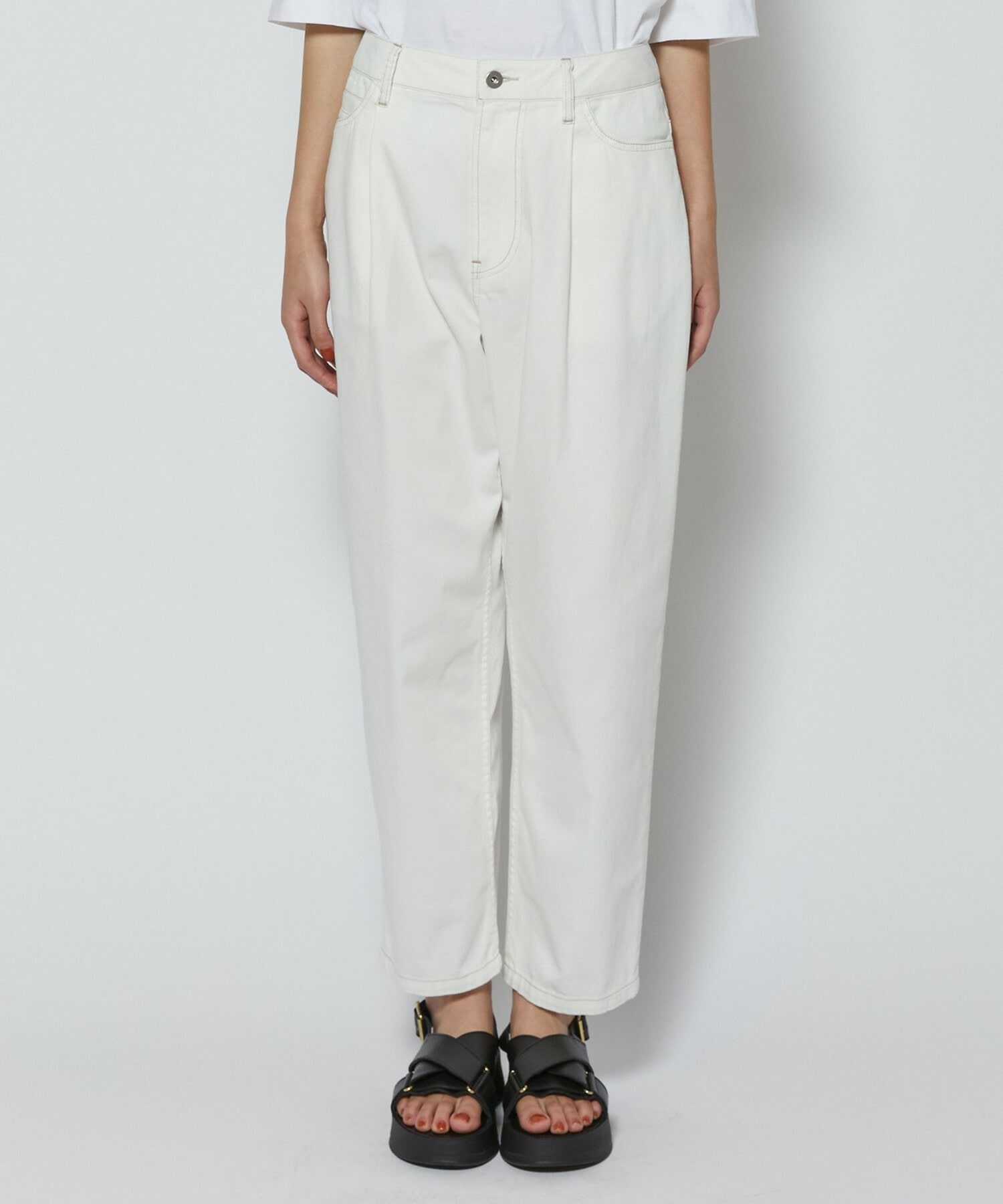 【L'EQUIPE】7ozストレッチデニムテーパードシルエットパンツ 詳細画像 ホワイト 17