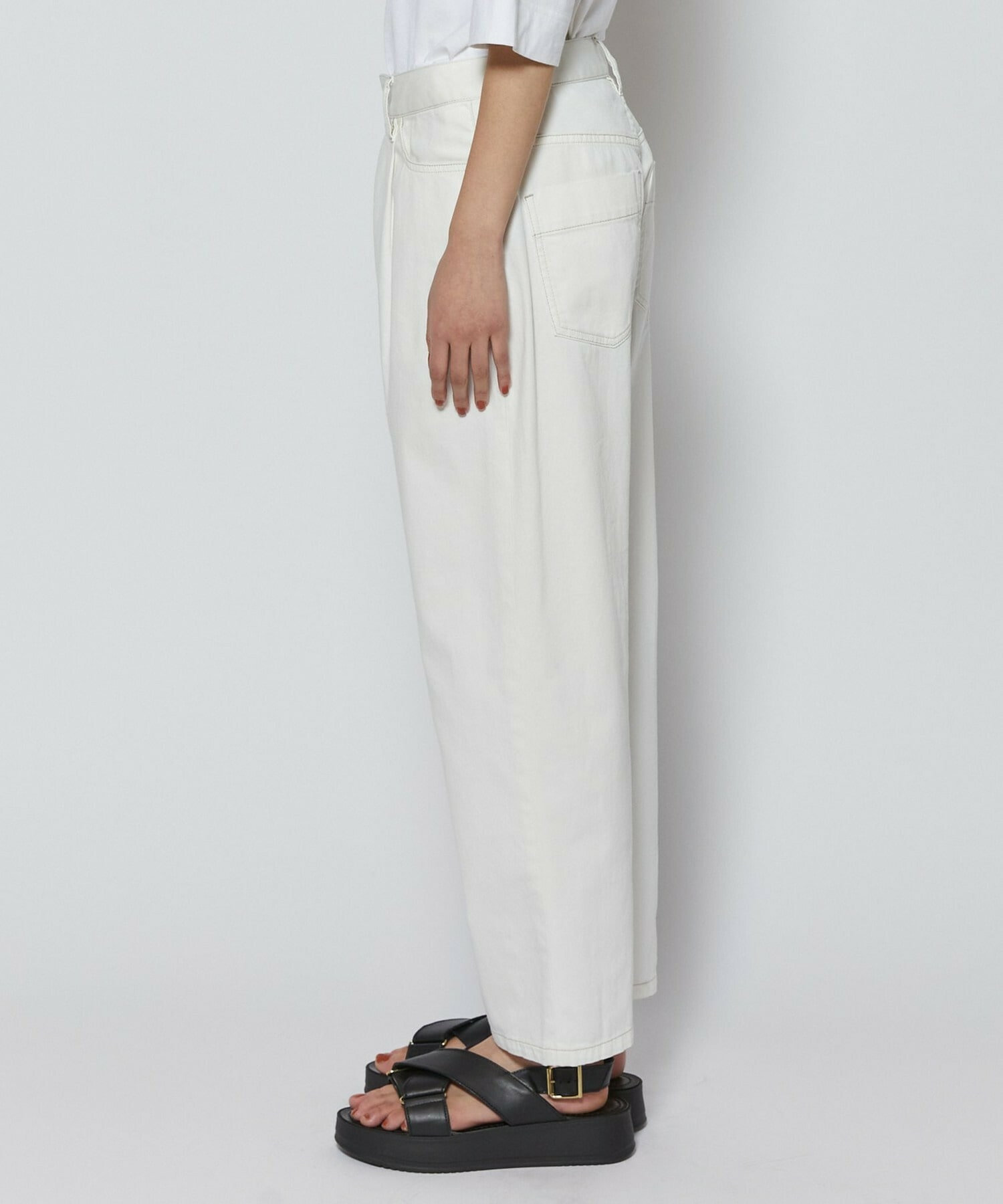 【L'EQUIPE】7ozストレッチデニムテーパードシルエットパンツ 詳細画像 ホワイト 18