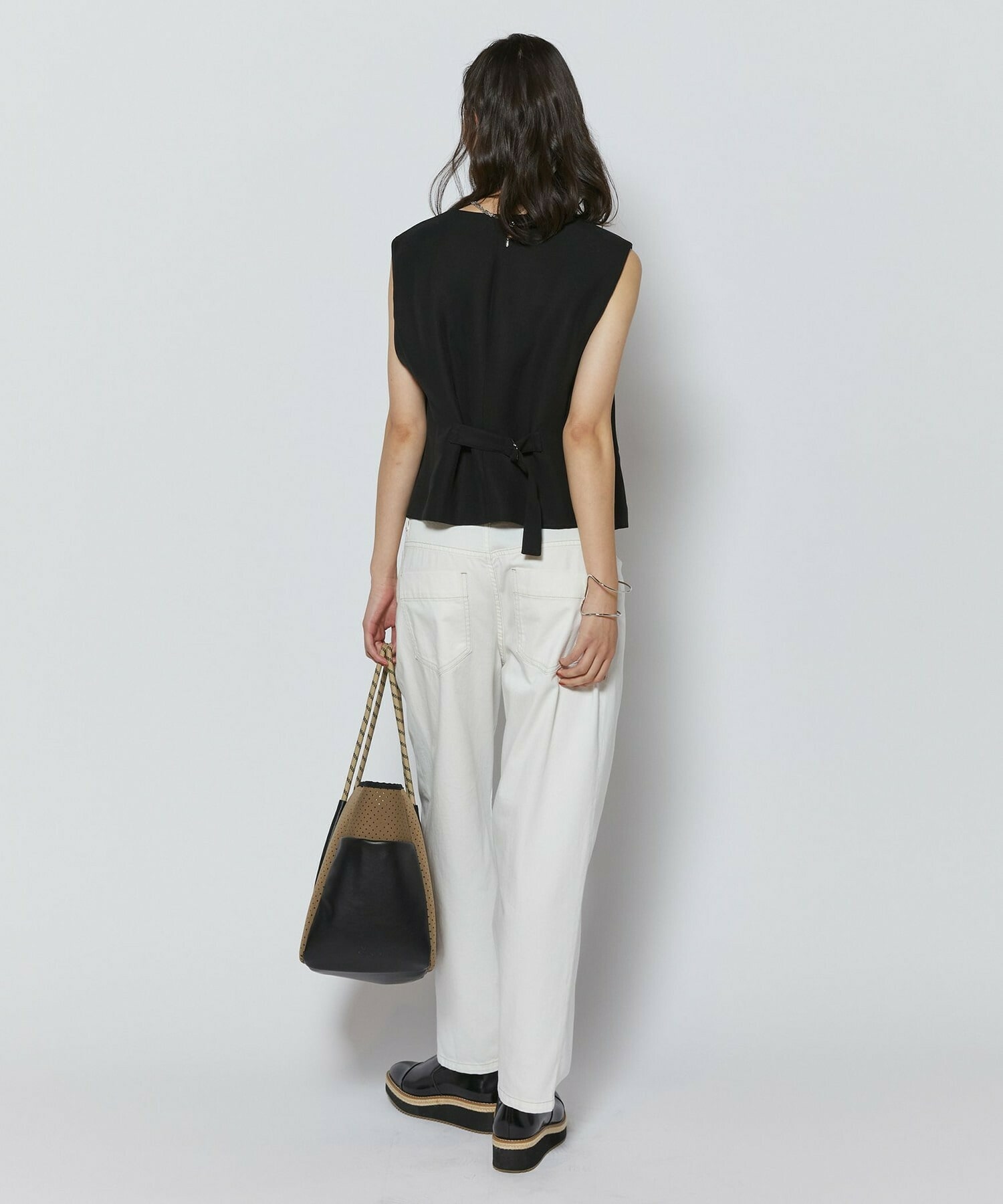 【L'EQUIPE】7ozストレッチデニムテーパードシルエットパンツ 詳細画像 ホワイト 2