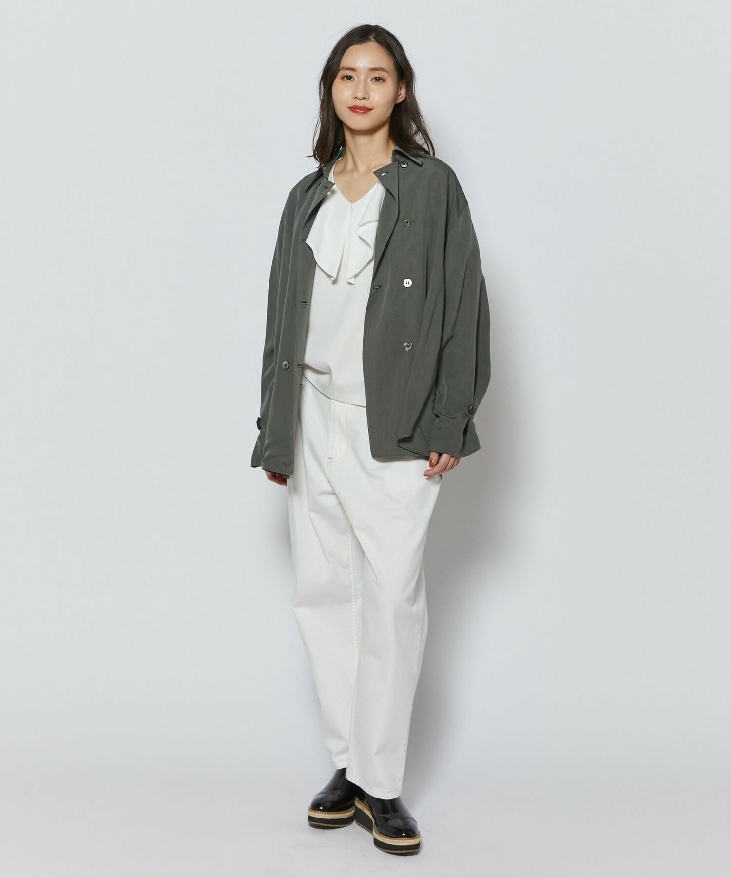 【L'EQUIPE】7ozストレッチデニムテーパードシルエットパンツ 詳細画像 ホワイト 5