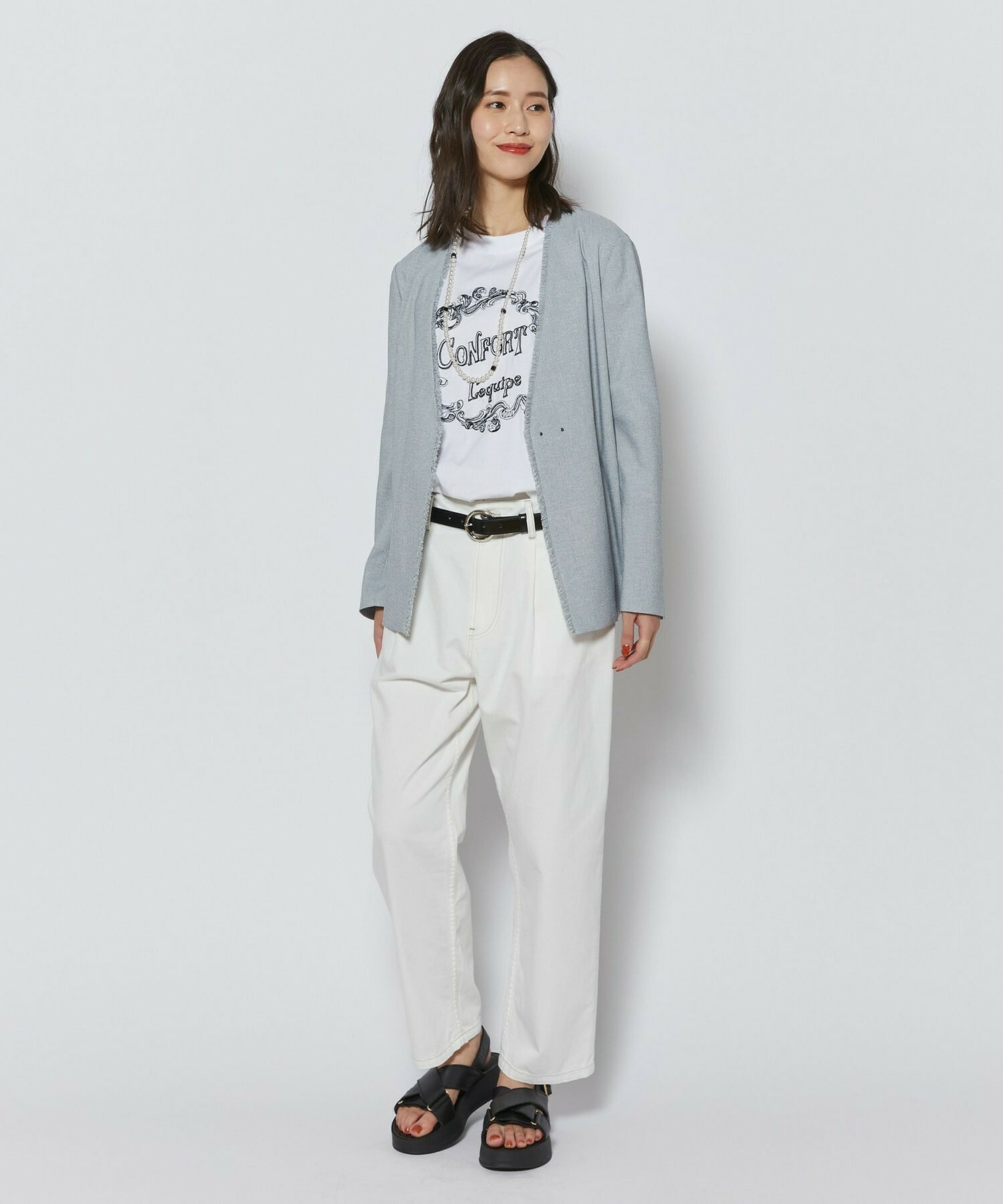 【L'EQUIPE】7ozストレッチデニムテーパードシルエットパンツ 詳細画像 ホワイト 9