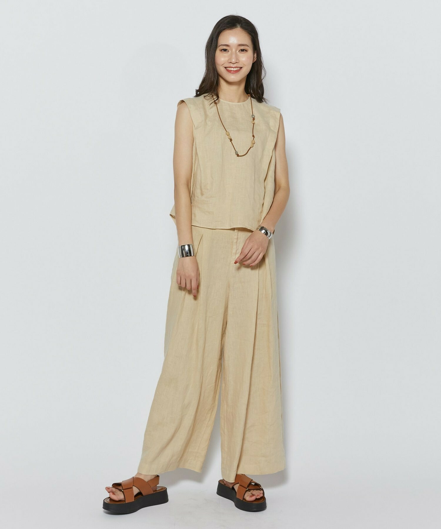 【L'EQUIPE】アクリルラリエット 詳細画像 ベージュ系その他 1