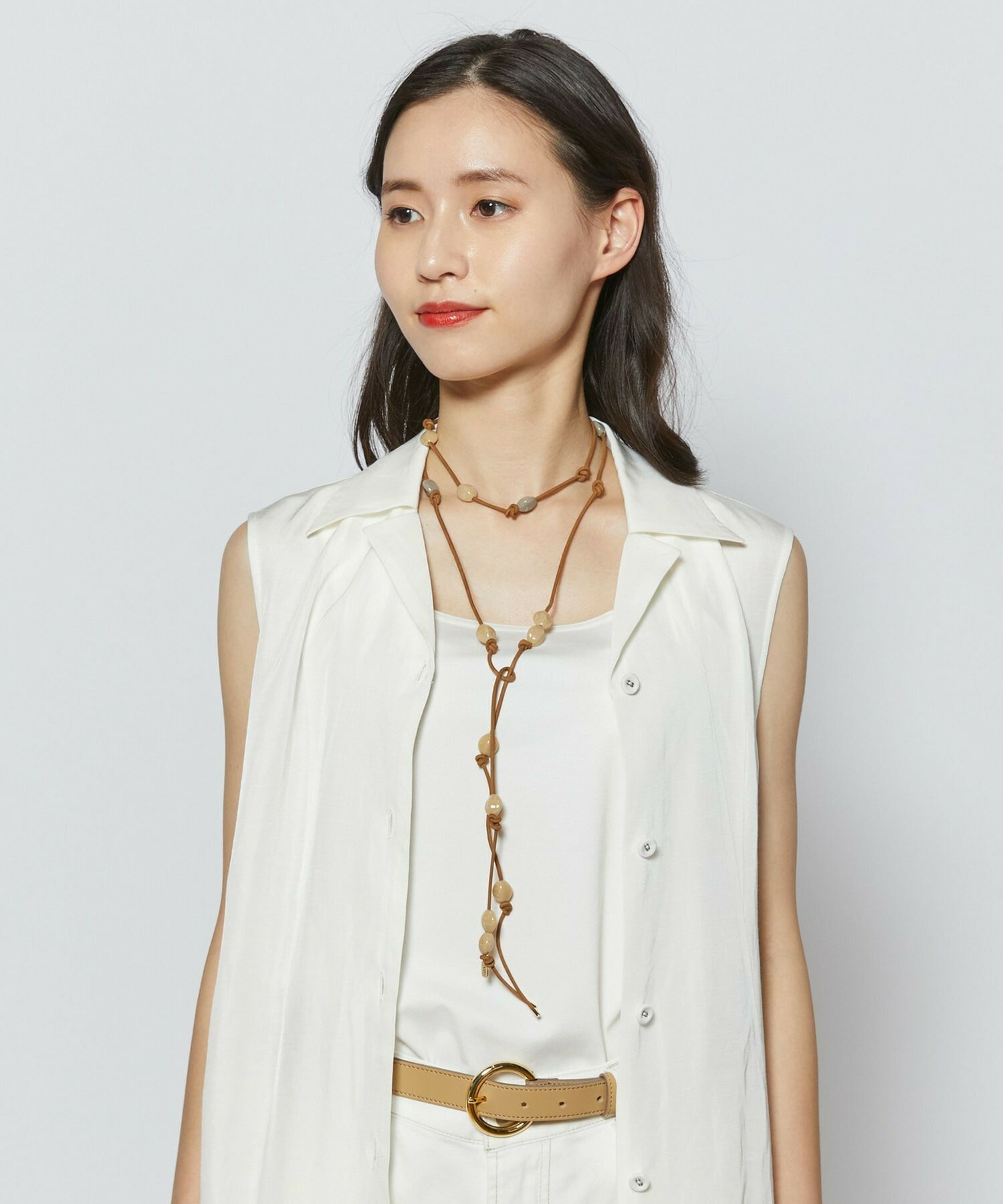 【L'EQUIPE】アクリルラリエット 詳細画像 ベージュ系その他 10