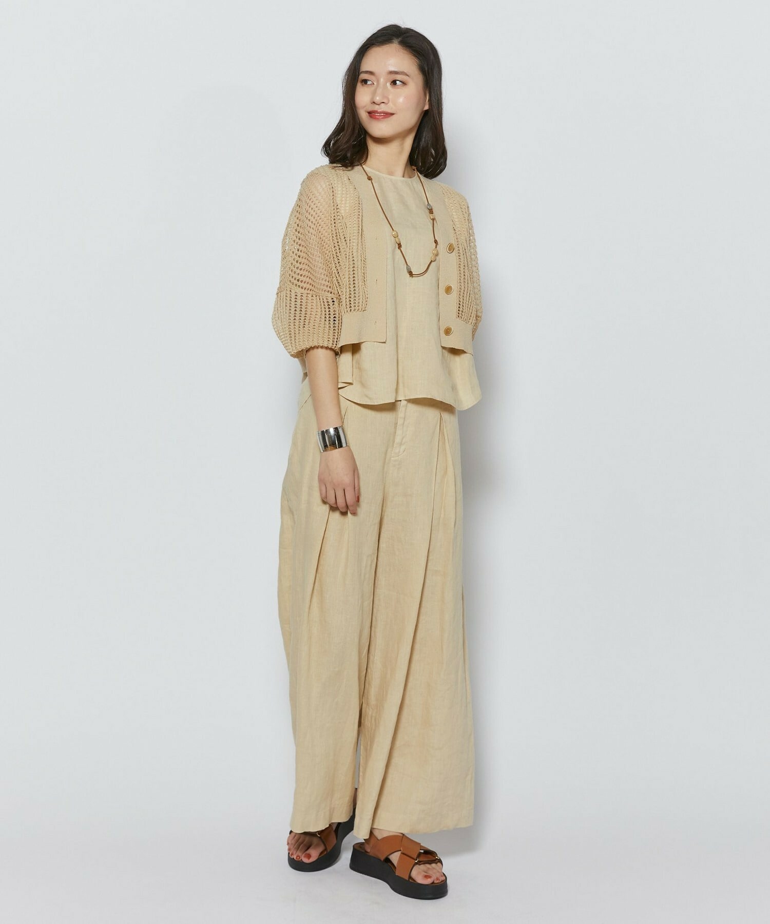 【L'EQUIPE】アクリルラリエット 詳細画像 ベージュ系その他 2