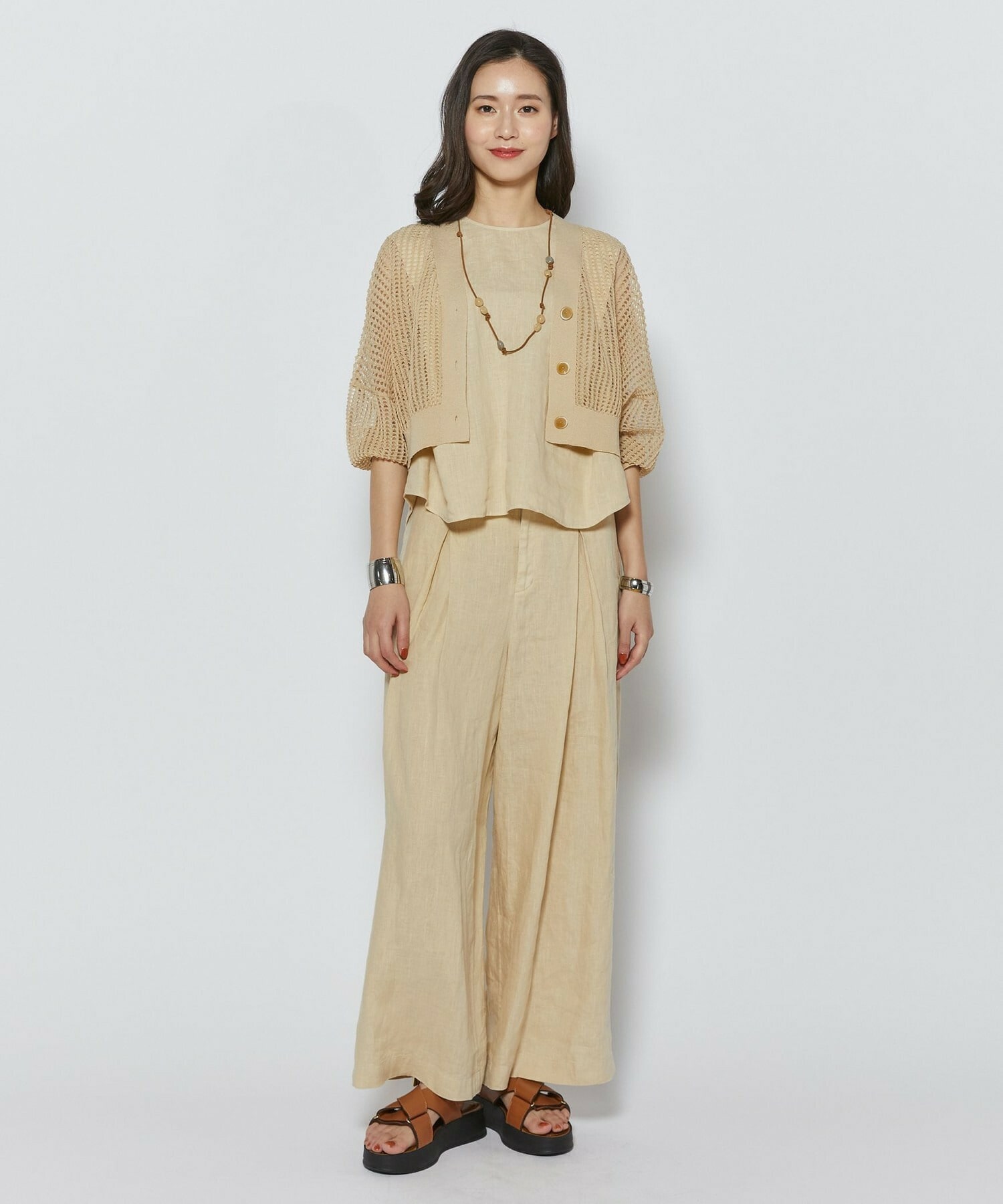 【L'EQUIPE】アクリルラリエット 詳細画像 ベージュ系その他 3