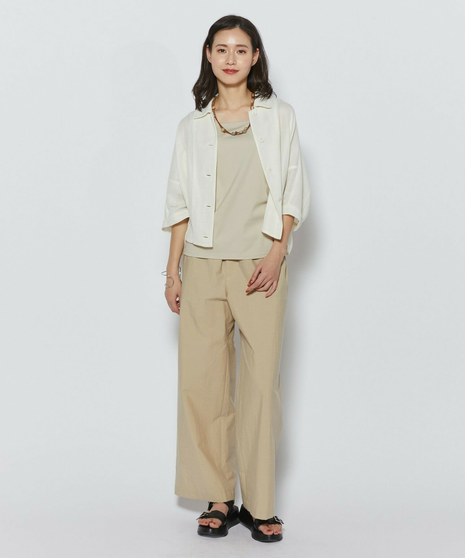 【L'EQUIPE】アクリルラリエット 詳細画像 ベージュ系その他 4