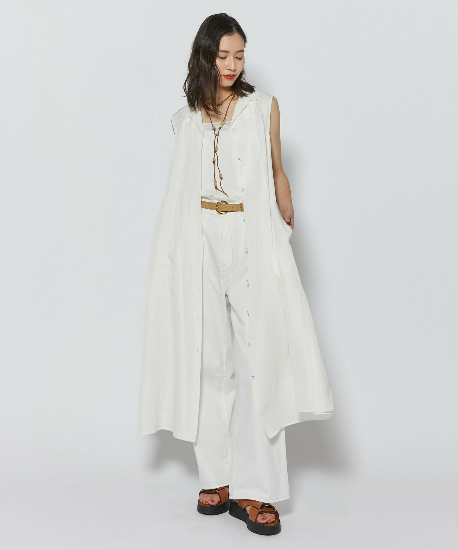 【L'EQUIPE】アクリルラリエット 詳細画像 ベージュ系その他 7