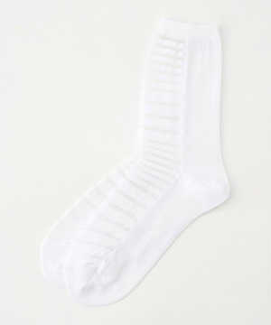 【L'EQUIPE】シースルーMIXボーダーソックス 詳細画像 ホワイト 1