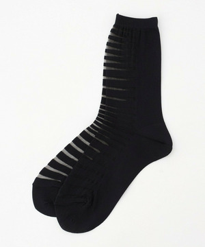 【L'EQUIPE】シースルーMIXボーダーソックス 詳細画像 ブラック 1