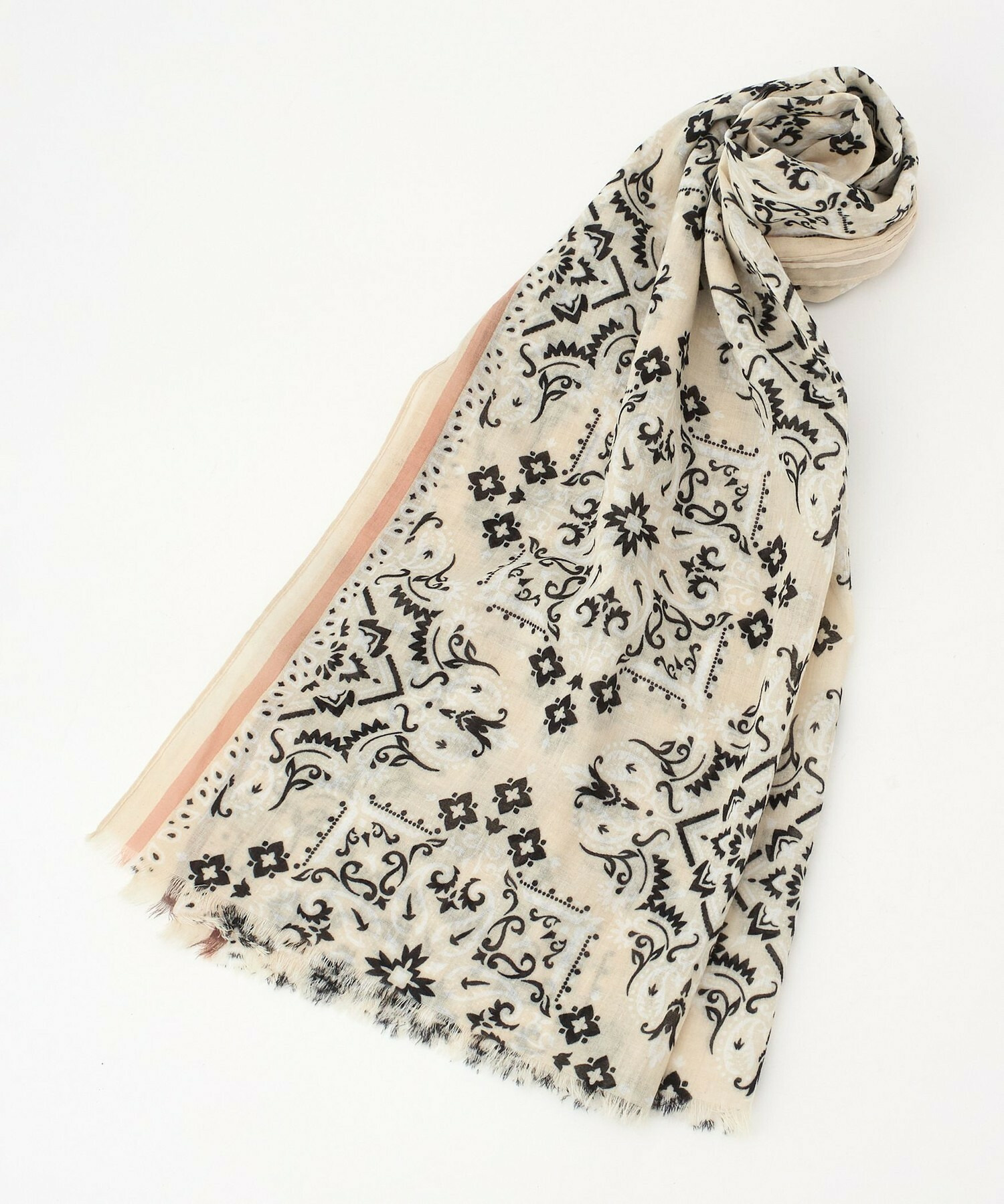 【L'EQUIPE】V.FRAAS フラワーバンダナ風ストール 詳細画像 オフホワイト 1