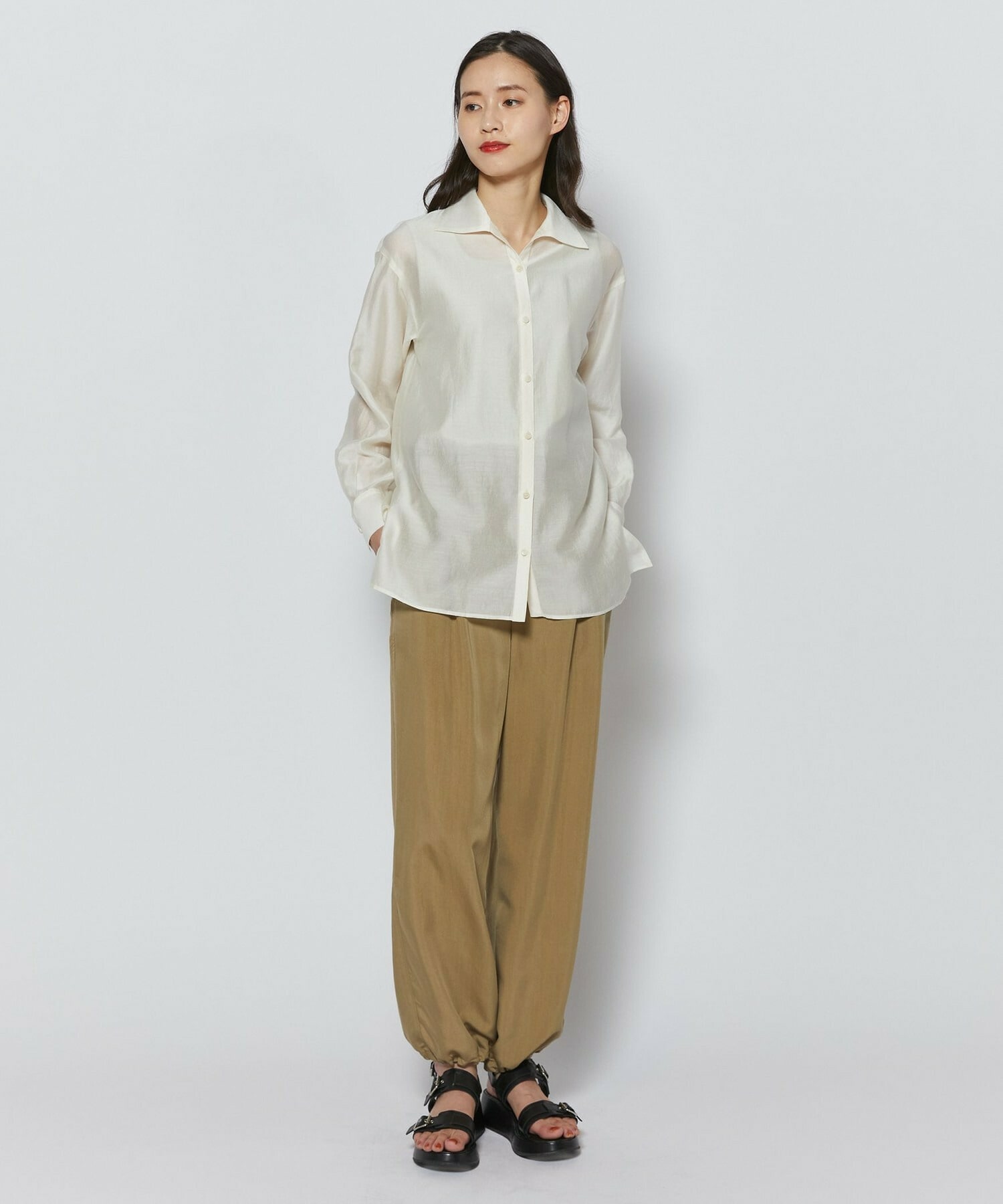 【L'EQUIPE】シャイニーローンシャツブラウス 詳細画像 ネイビー 1