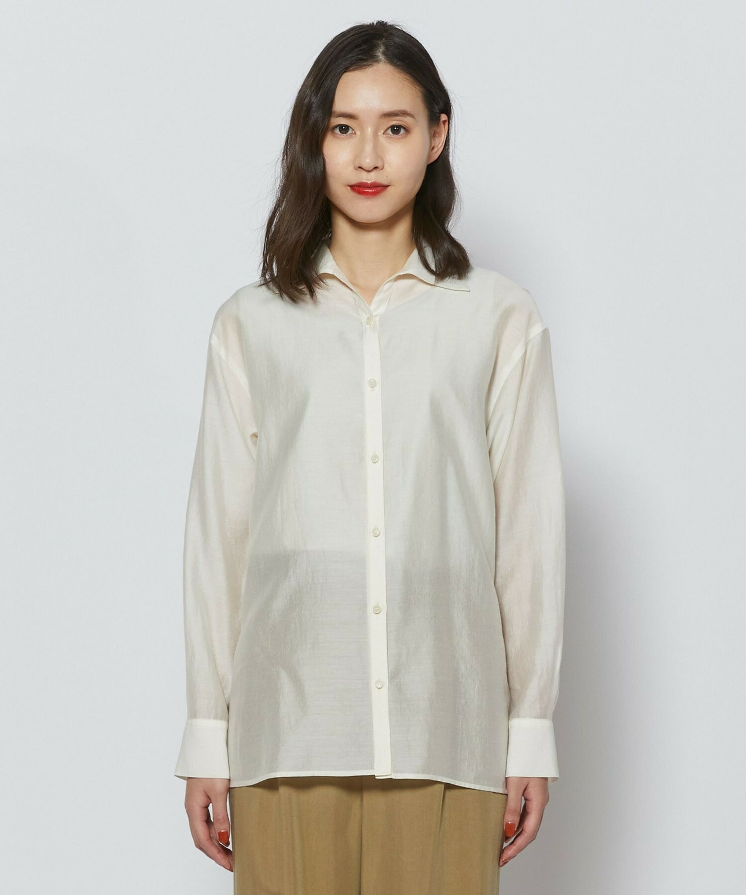 【L'EQUIPE】シャイニーローンシャツブラウス 詳細画像 ネイビー 10