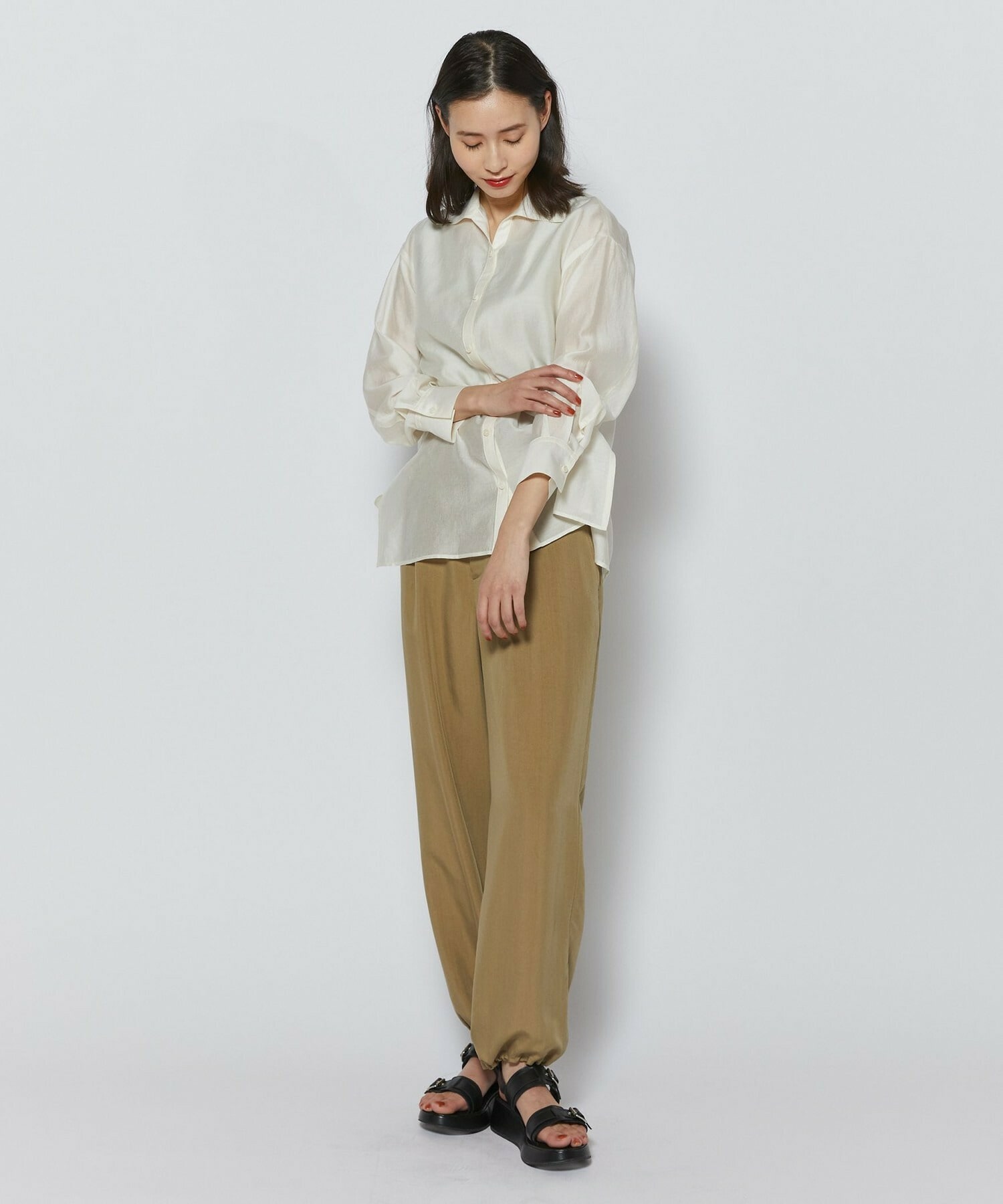 【L'EQUIPE】シャイニーローンシャツブラウス 詳細画像 ネイビー 3