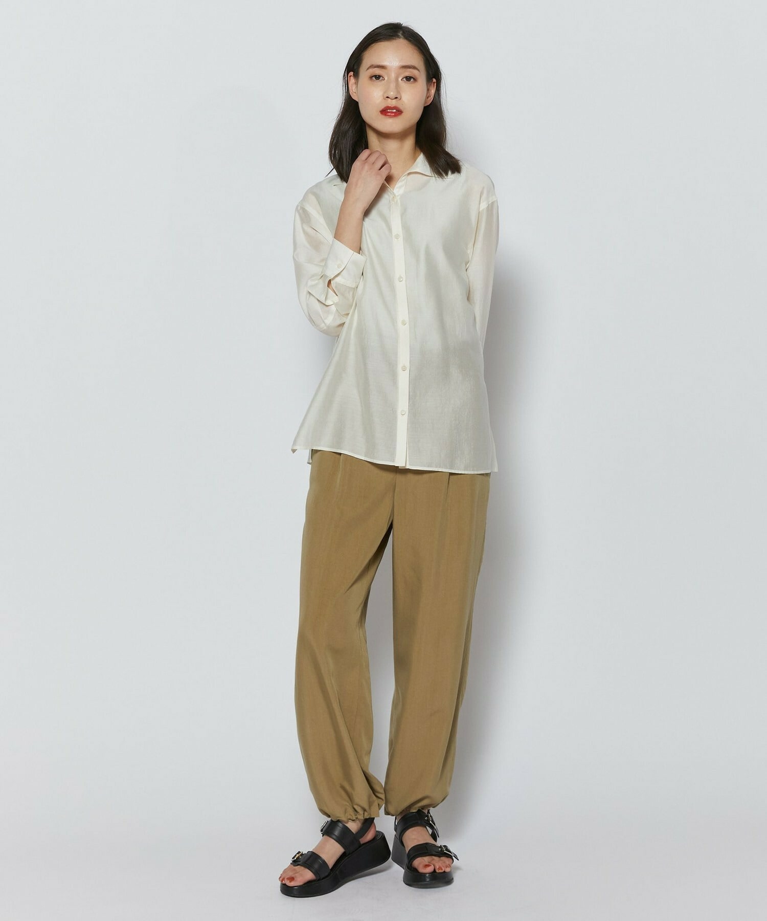 【L'EQUIPE】シャイニーローンシャツブラウス 詳細画像 ネイビー 5