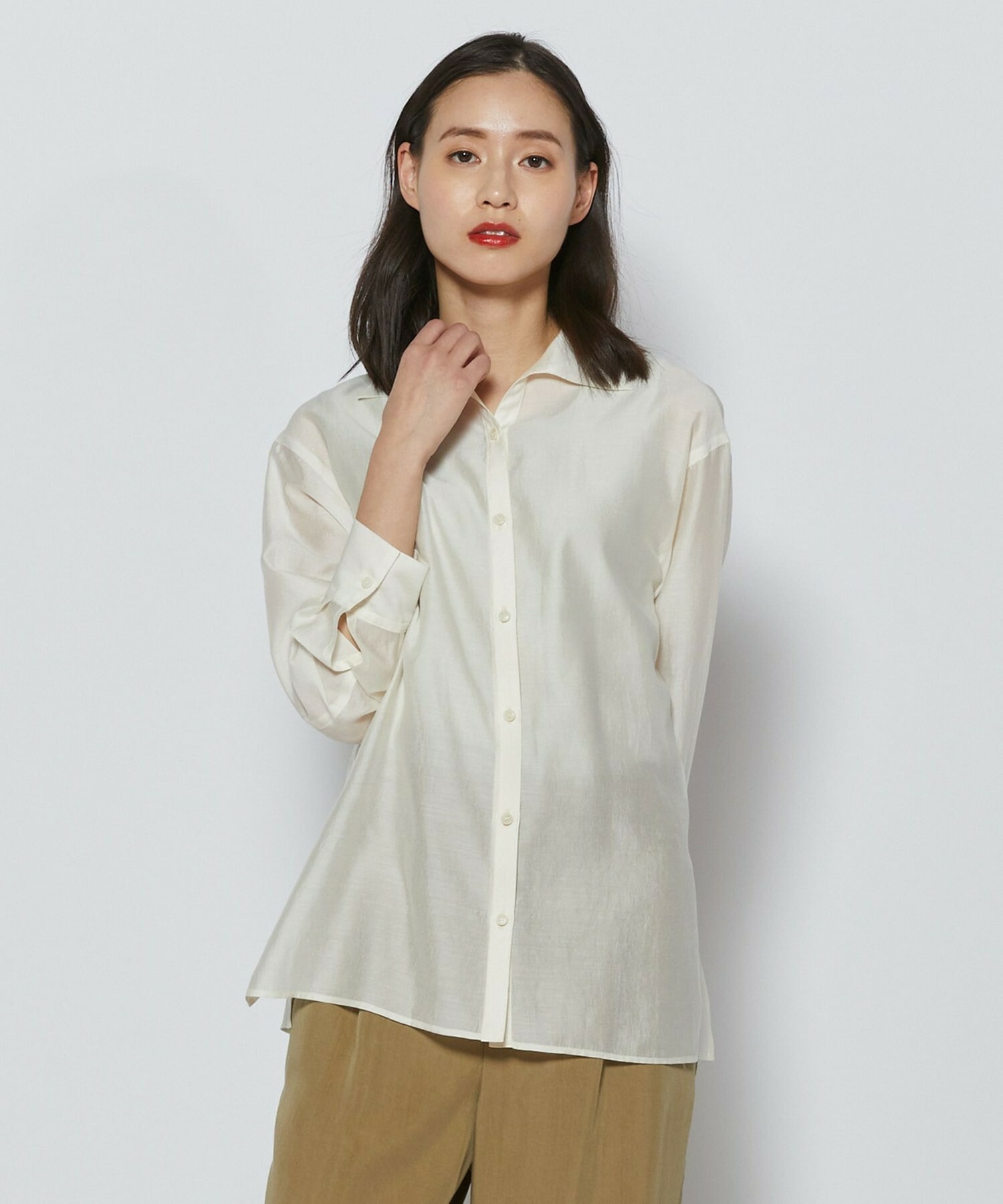 【L'EQUIPE】シャイニーローンシャツブラウス 詳細画像 オフホワイト 1