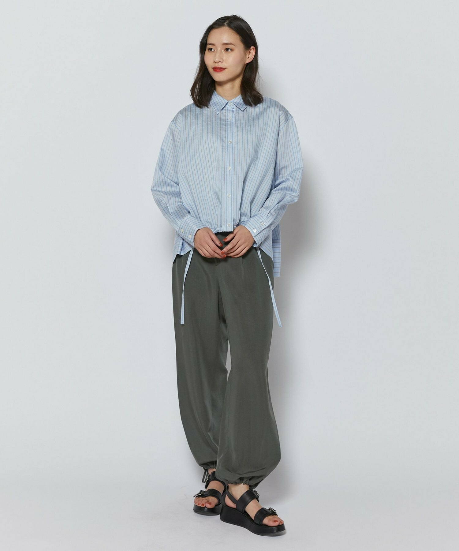 【L'EQUIPE】ウォッシャブルストライプシャツ 詳細画像 サックスブルー 13