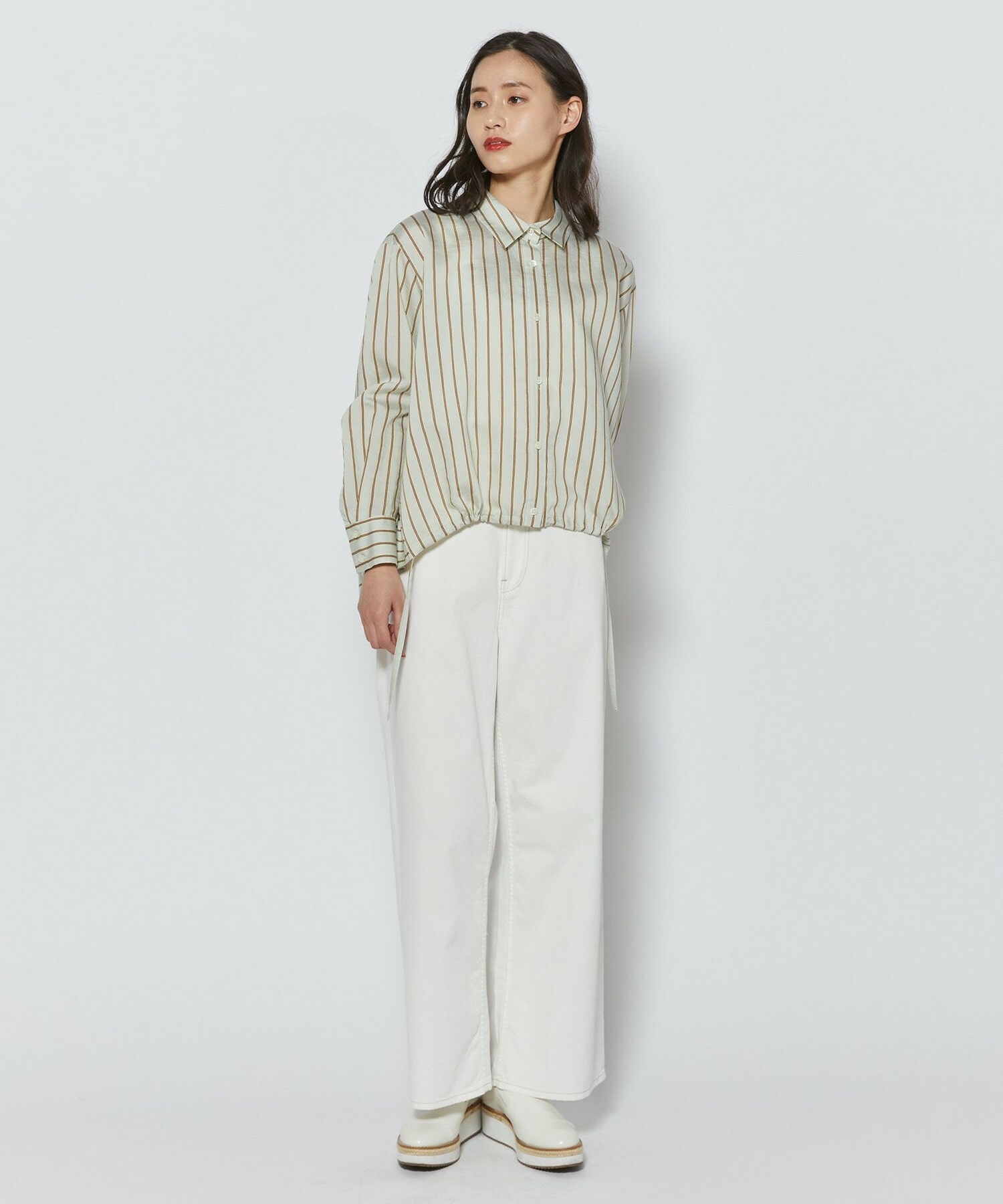 【L'EQUIPE】ウォッシャブルストライプシャツ 詳細画像 サックスブルー 2