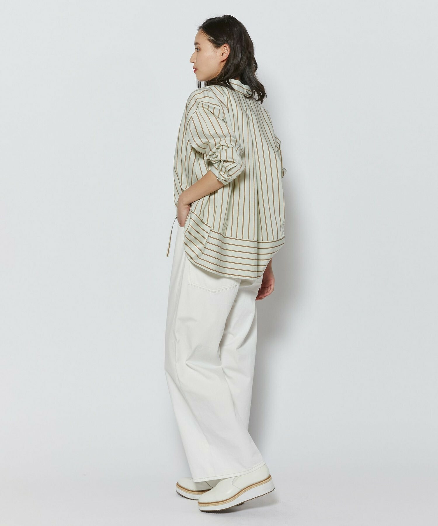 【L'EQUIPE】ウォッシャブルストライプシャツ 詳細画像 サックスブルー 5