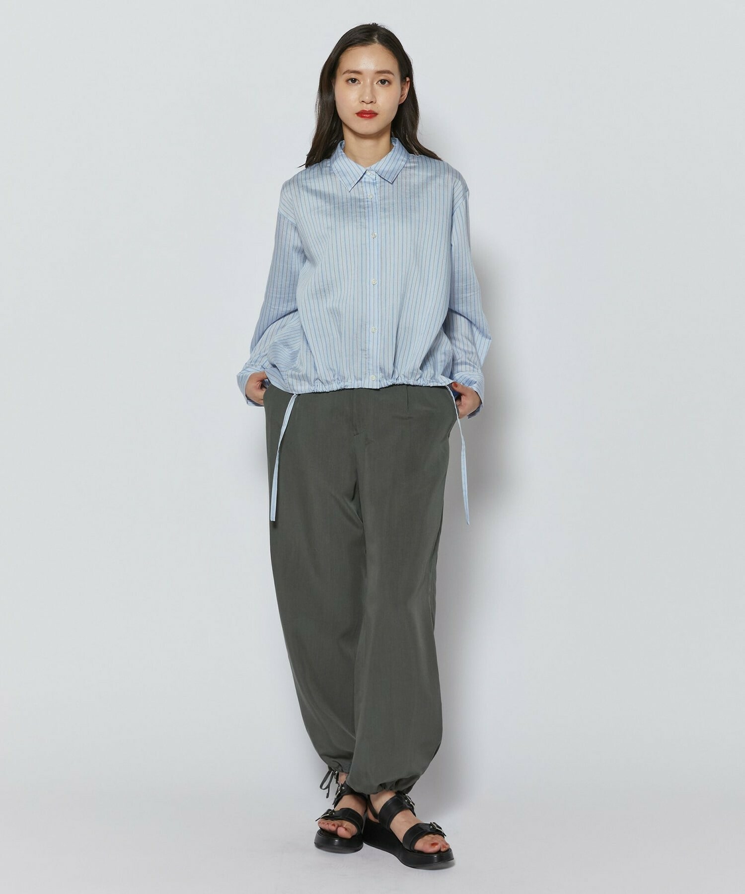 【L'EQUIPE】ウォッシャブルストライプシャツ 詳細画像 サックスブルー 7