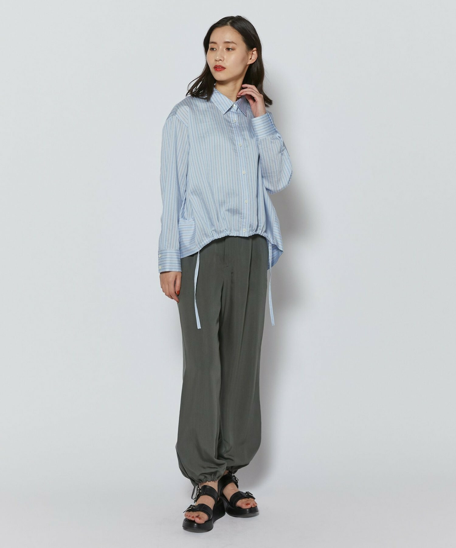 【L'EQUIPE】ウォッシャブルストライプシャツ 詳細画像 サックスブルー 9