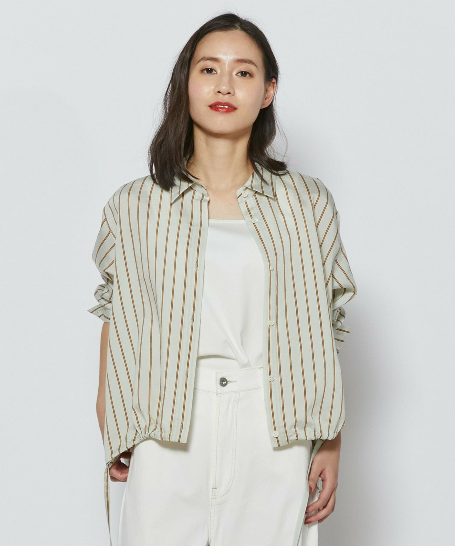 【L'EQUIPE】ウォッシャブルストライプシャツ 詳細画像 ミント 1