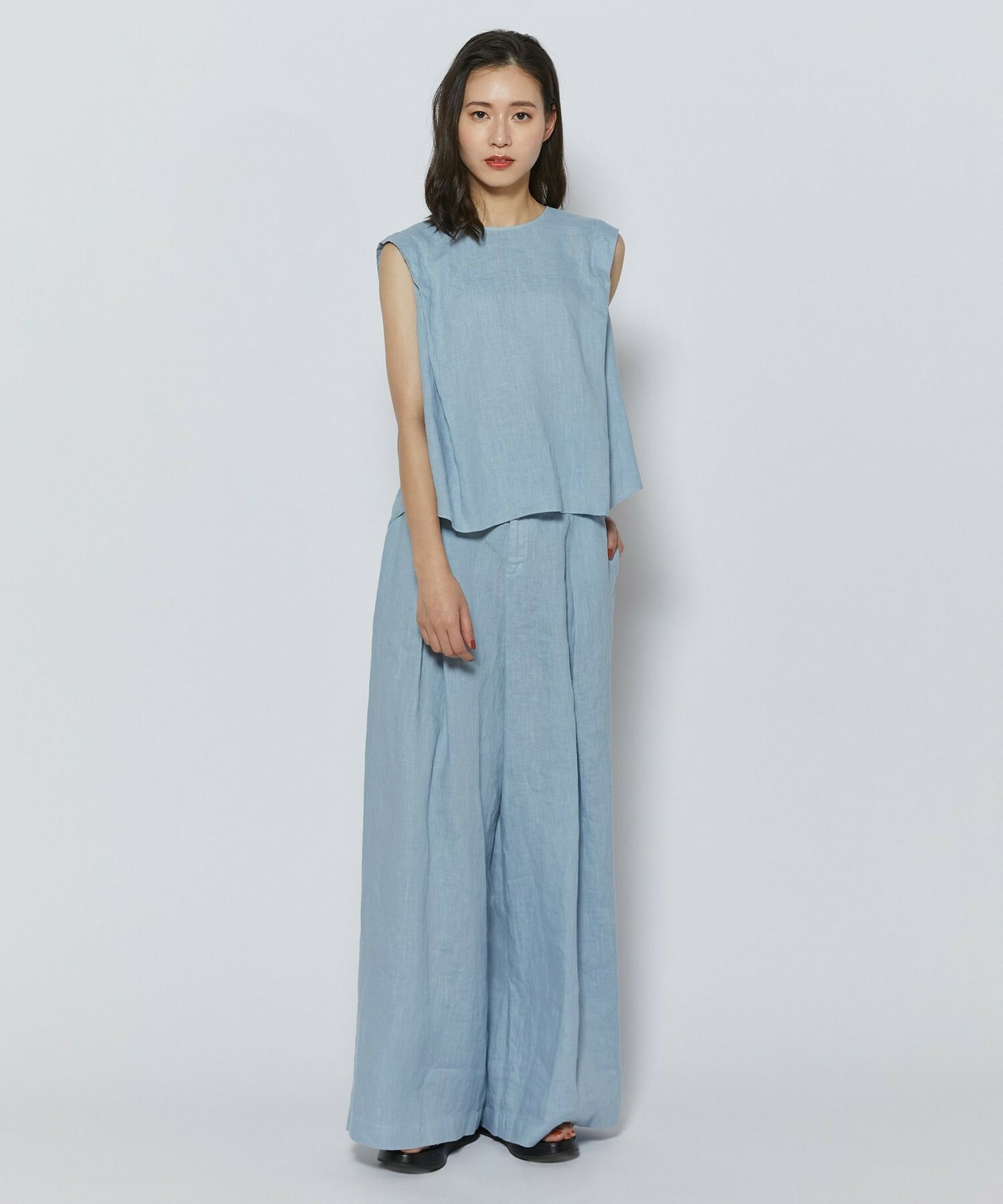 【L'EQUIPE】［eclat 2026年5月号掲載商品］ピュアリネンガーメントダイブラウス 詳細画像 サックスブルー 12