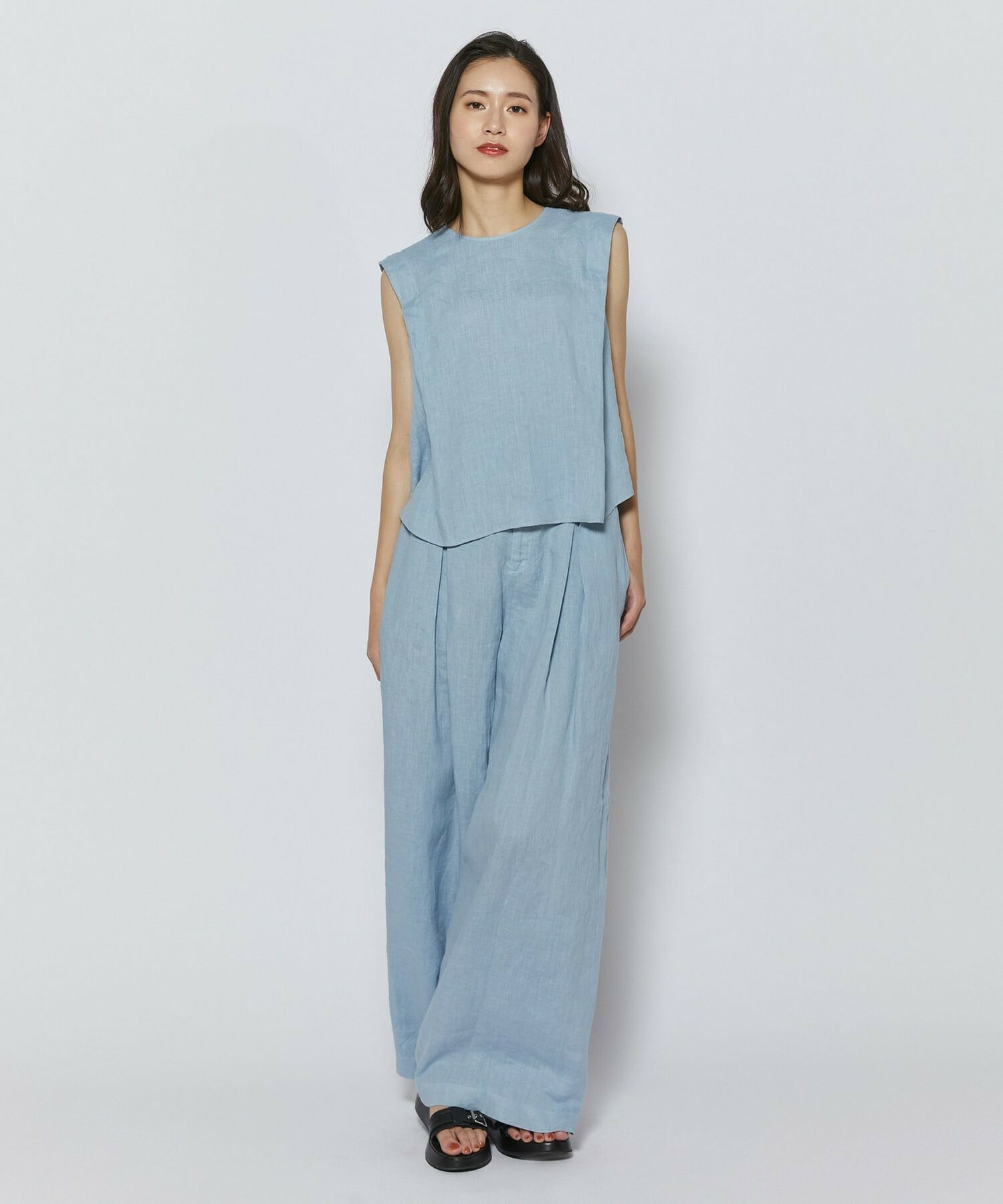 【L'EQUIPE】［eclat 2026年5月号掲載商品］ピュアリネンガーメントダイブラウス 詳細画像 サックスブルー 9