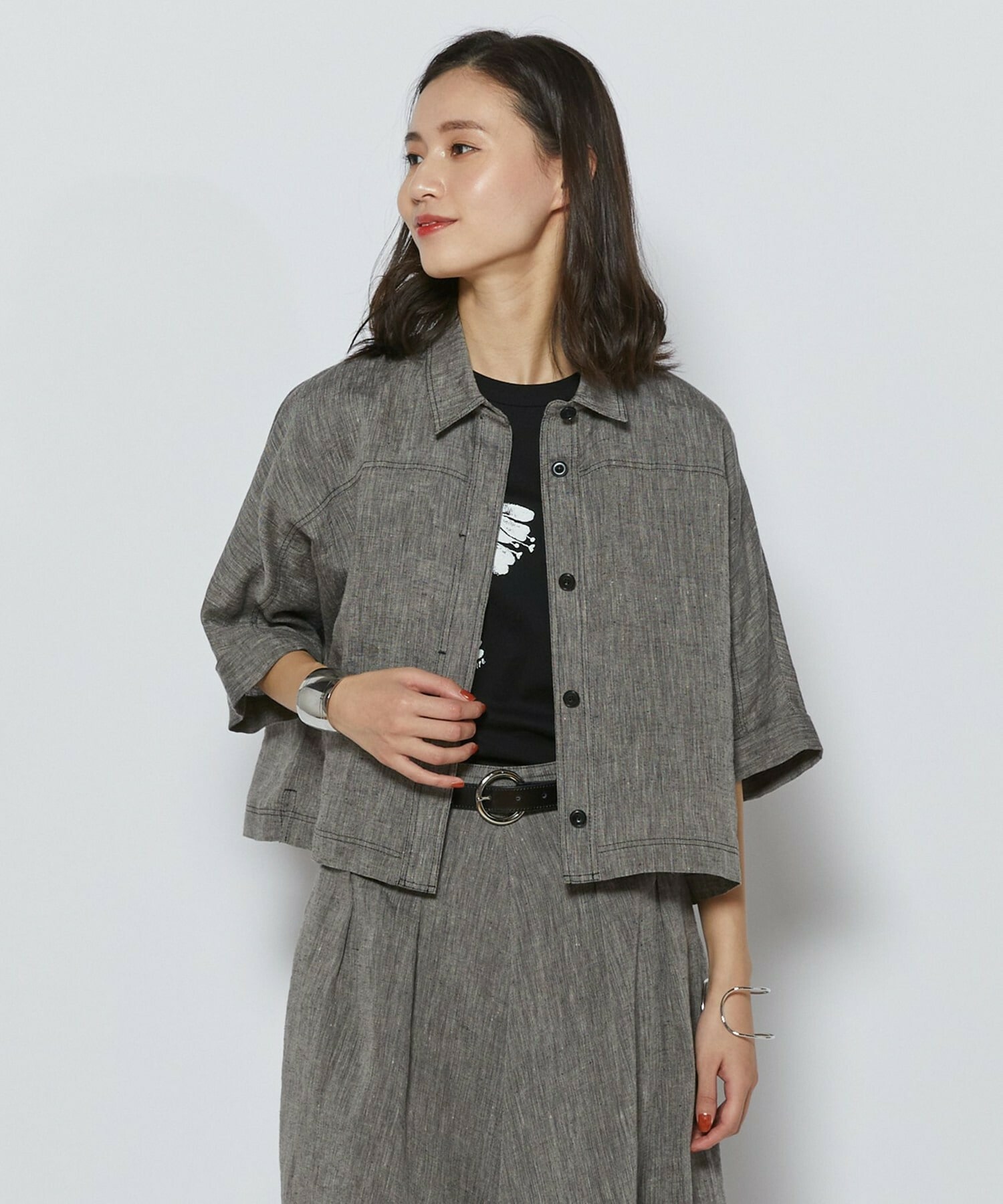 【L'EQUIPE】［eclat 2026年5月号掲載商品］ヘンプ麻シャツ 詳細画像 ブラック系その他 1