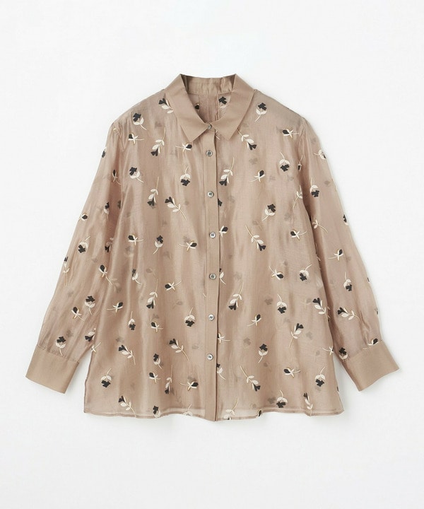 シアーフラワープリントシャツ 詳細画像 モカ 1