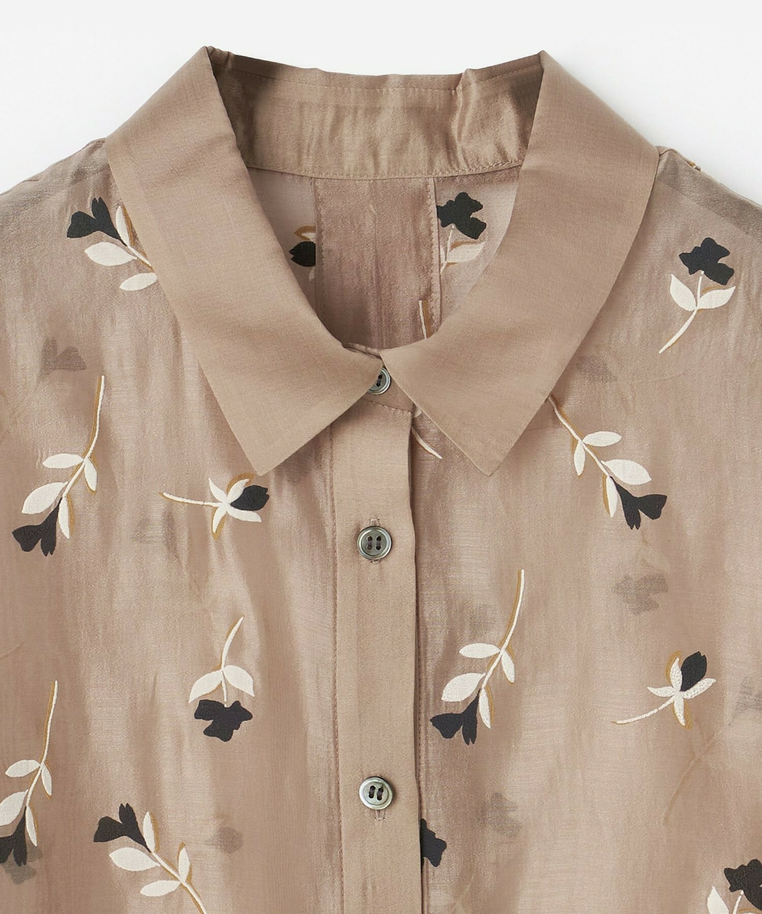 【L'EQUIPE】シアーフラワープリントシャツ 詳細画像 モカ 2