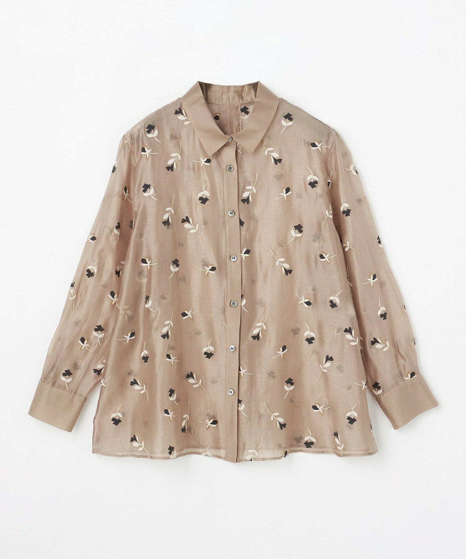 【L'EQUIPE】シアーフラワープリントシャツ 詳細画像 モカ 1