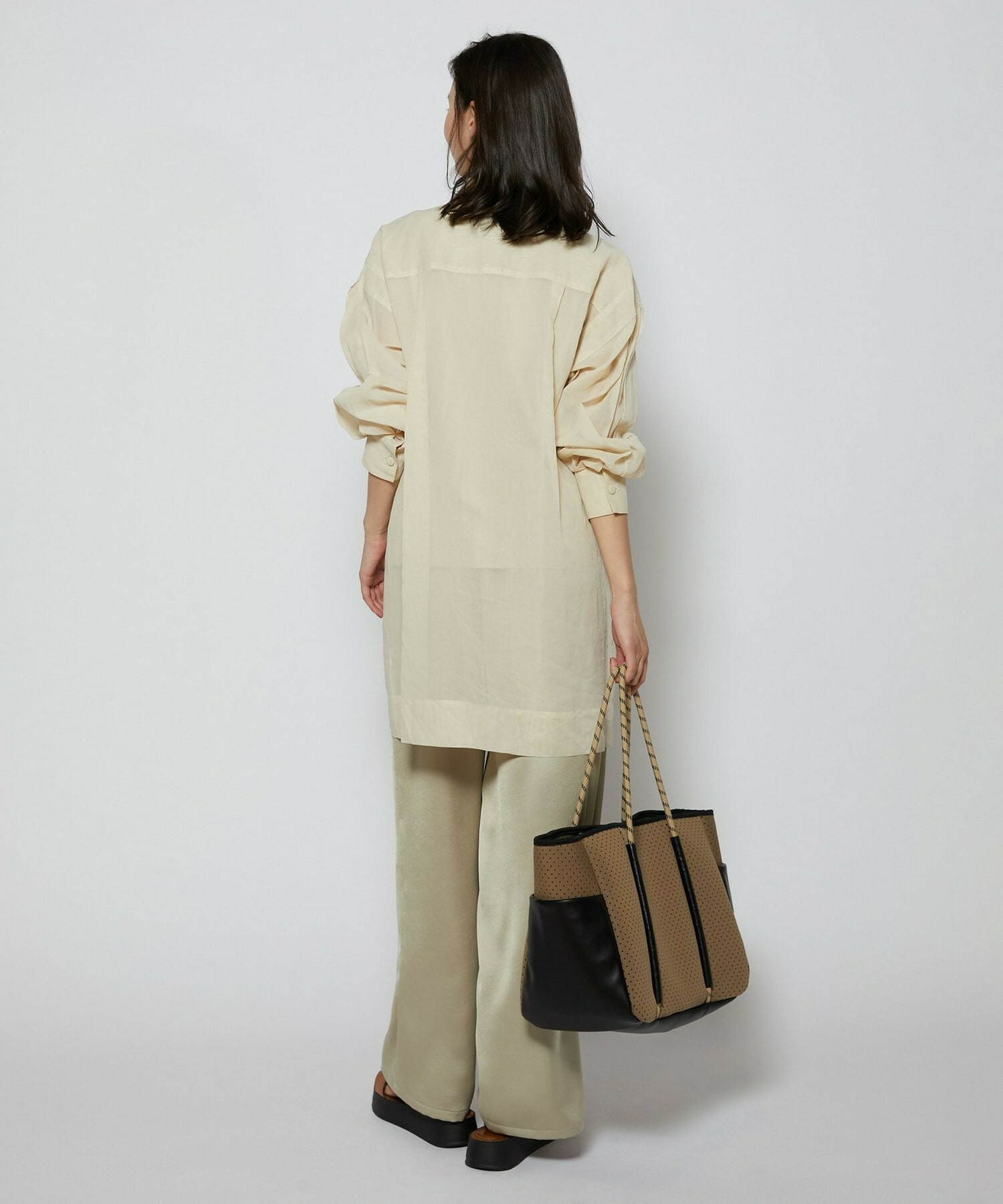 【L'EQUIPE】オーガニックコットンシアーストライプブラウス 詳細画像 アイボリー 4