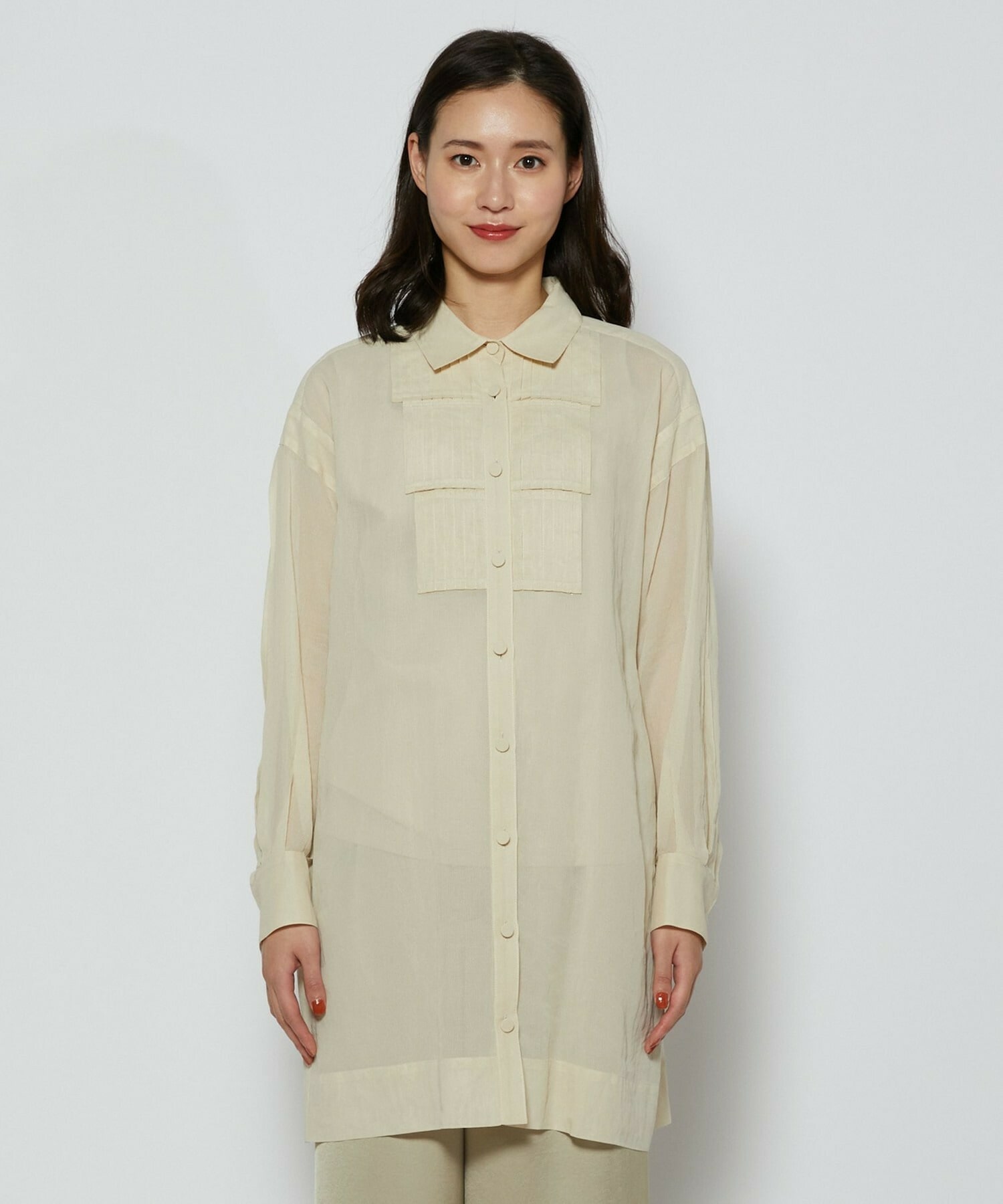 【L'EQUIPE】オーガニックコットンシアーストライプブラウス 詳細画像 アイボリー 5