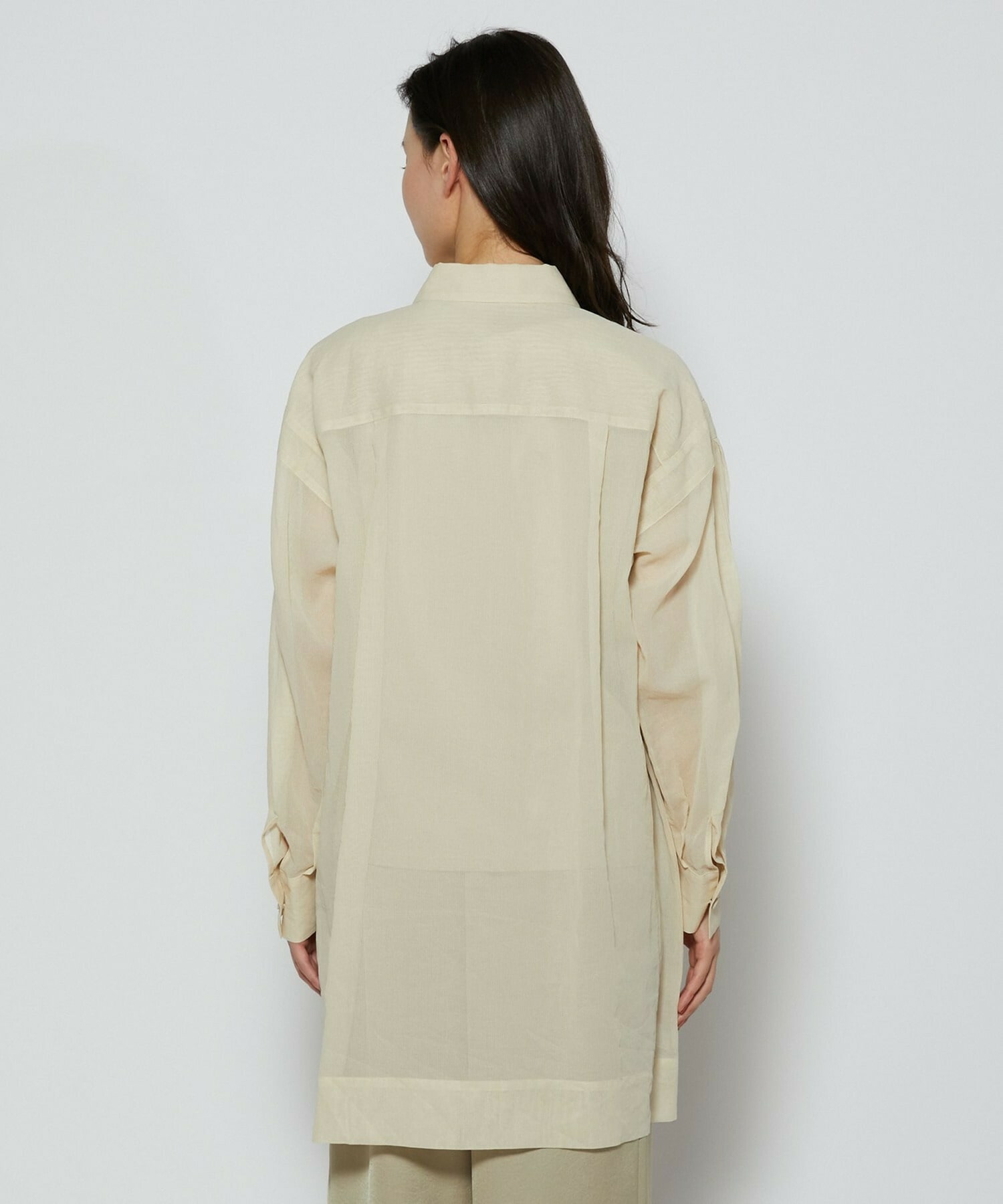 【L'EQUIPE】オーガニックコットンシアーストライプブラウス 詳細画像 アイボリー 7