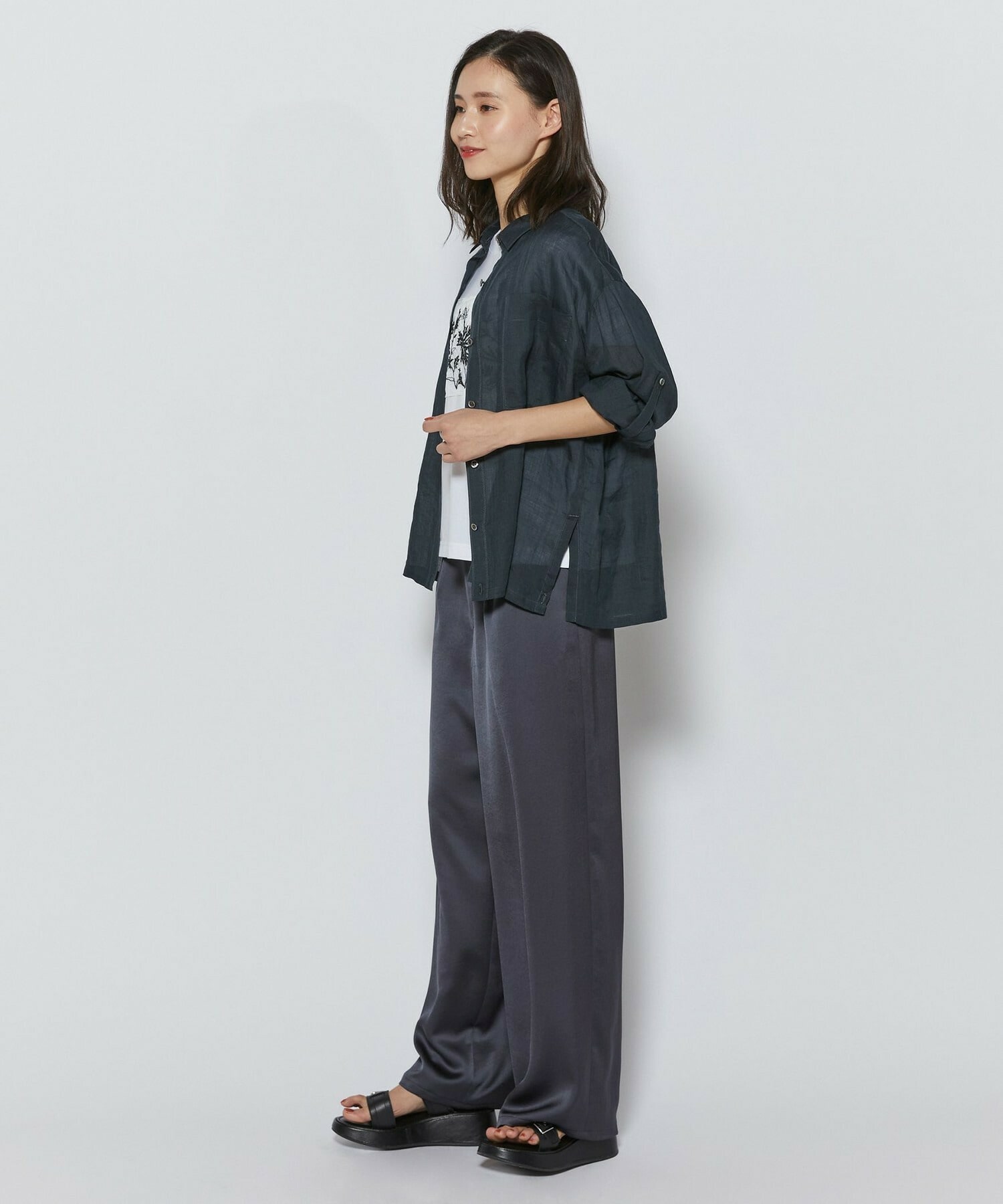 【L'EQUIPE】エアリーラミーシャツ 詳細画像 グレイッシュブルー 3