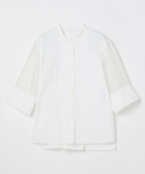 【L'EQUIPE】コットンストレッチシアードッキングシャツ 詳細画像 ホワイト 1